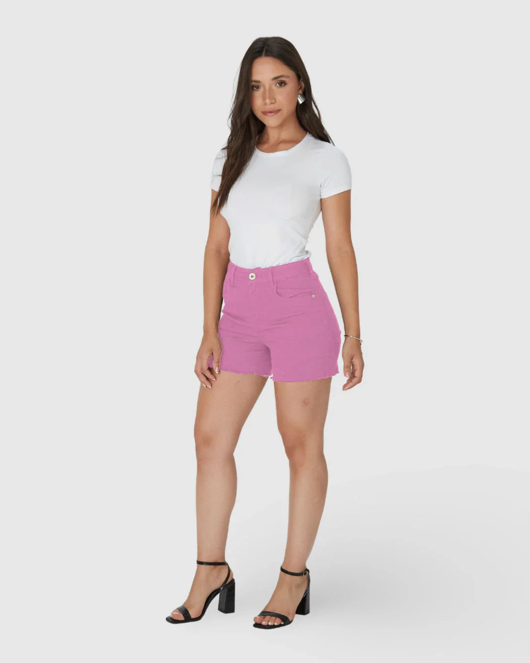 Shorts Feminino Cintura Média Em Sarja Com Elastano