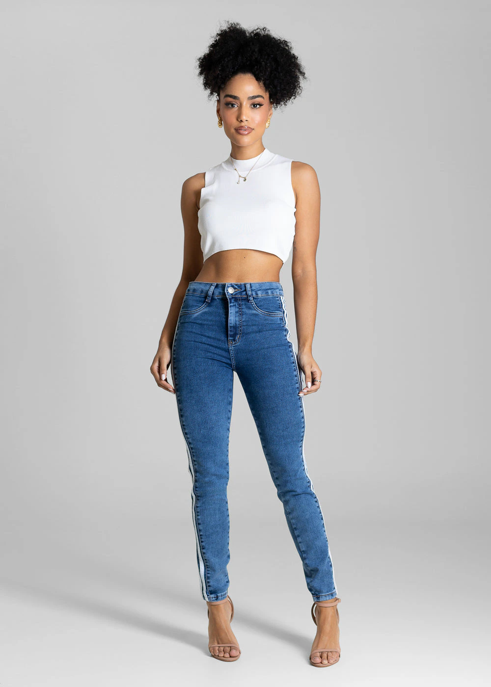 Calça Jeans Sawary Cigarrete Listras - 283688 AZUL