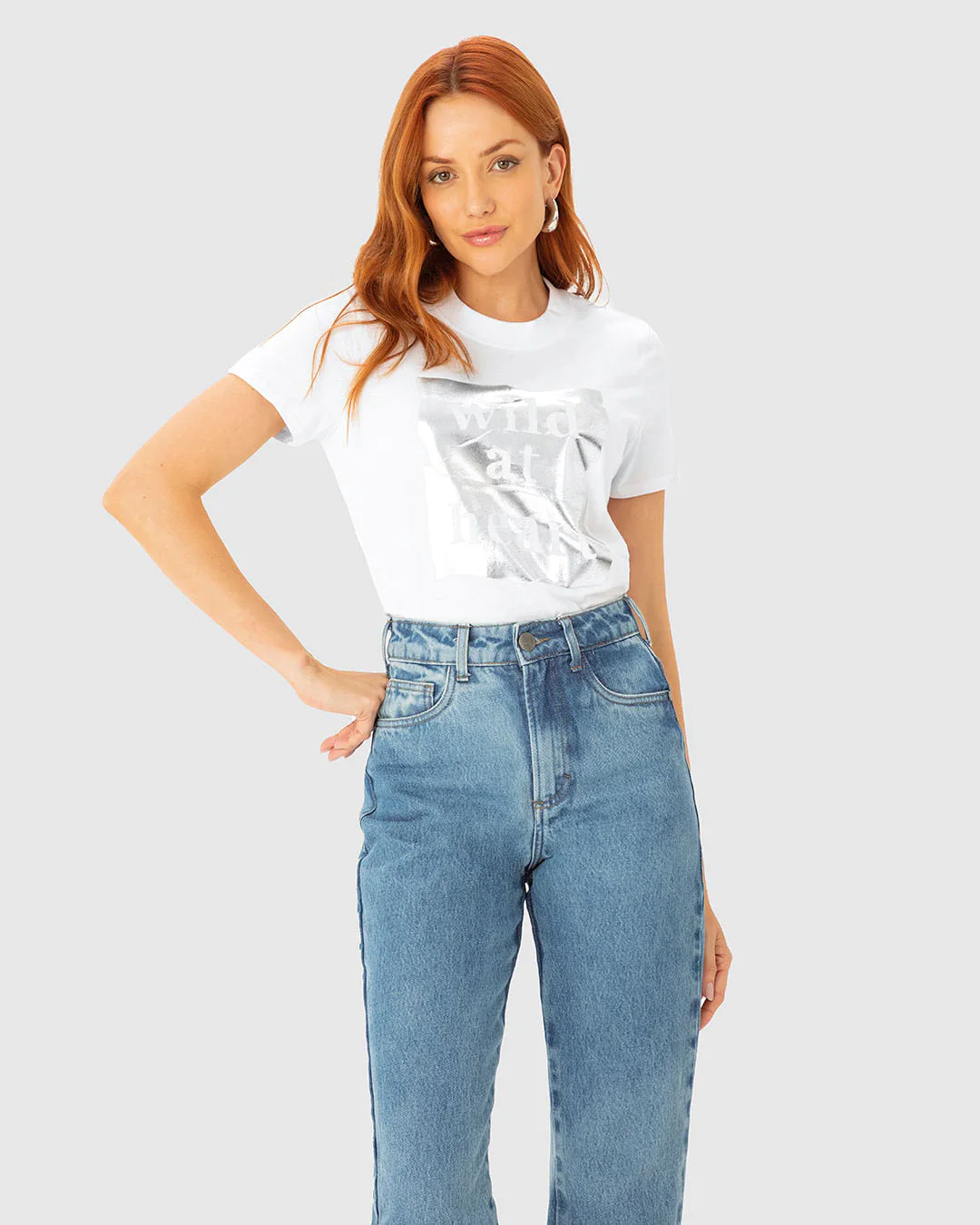 T-Shirt Feminina Slim Wild At Heart Estampa Foil Em Algodão - ENFIM