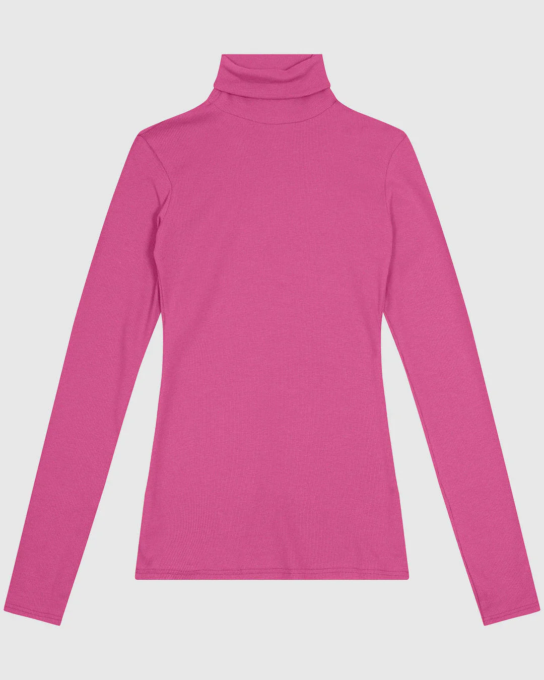 Blusa Básica Feminina Gola Alta Manga Longa Em Ribana
