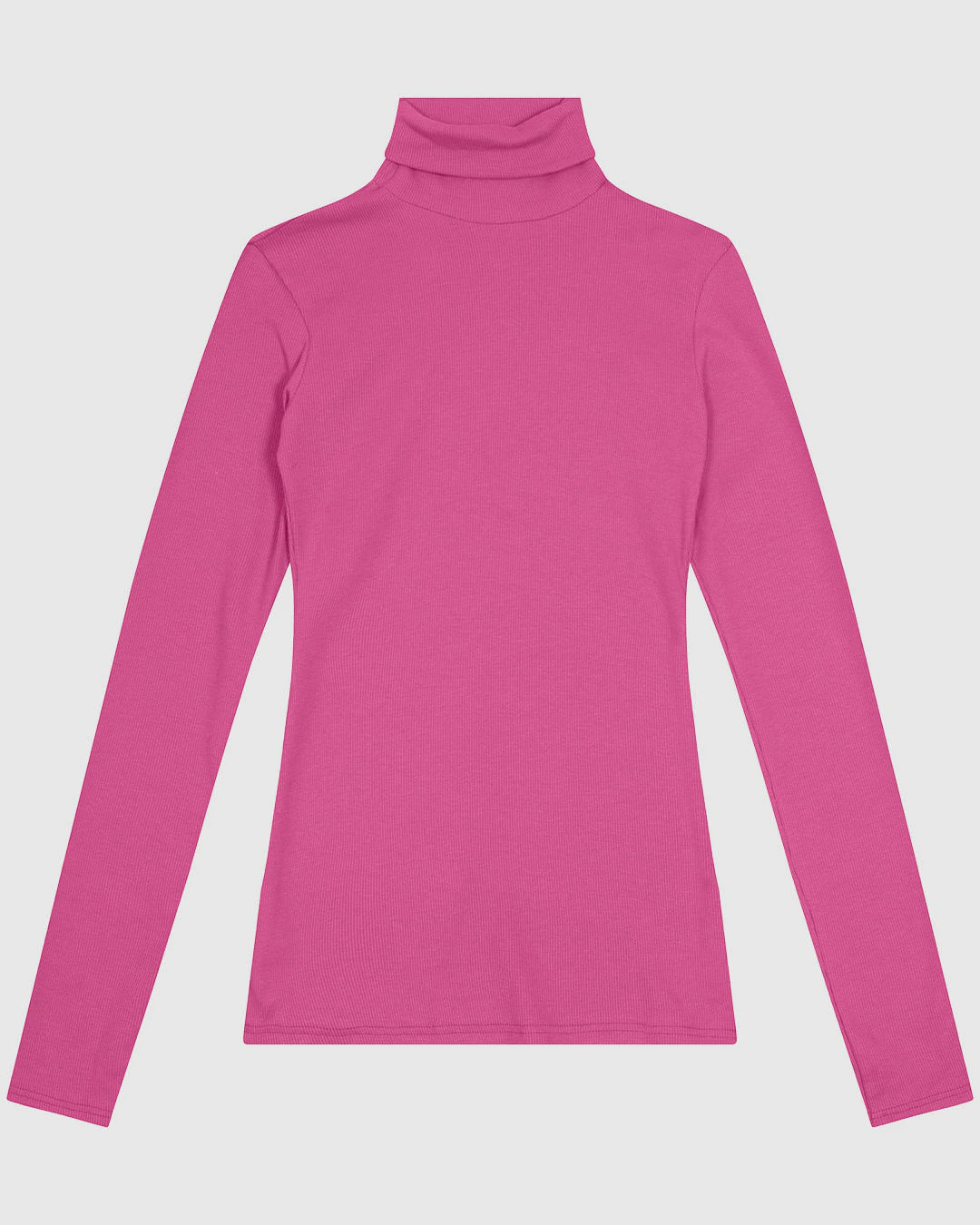 Blusa Básica Feminina Gola Alta Manga Longa Em Ribana