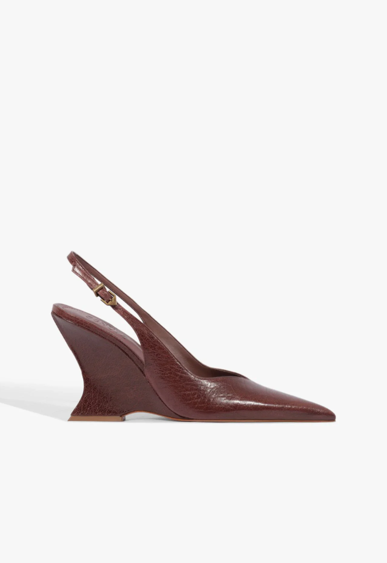 Scarpin Slingback Siena Couro Marrom Médio