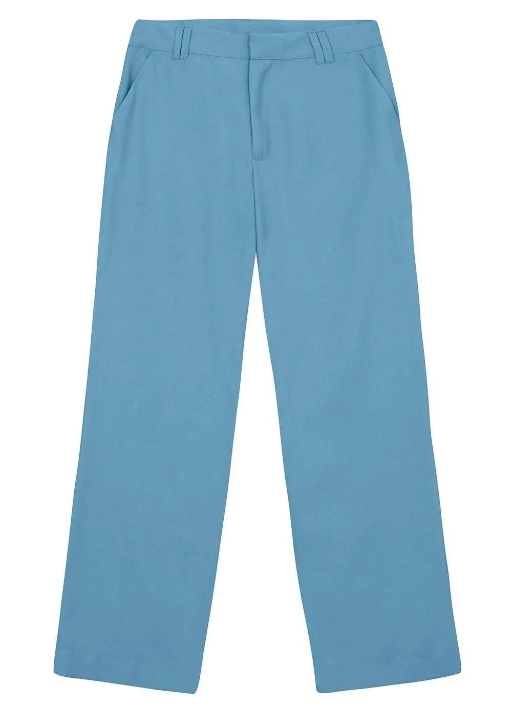 Enfim - Calça Alfaiataria em Viscose Sarjada Azul Claro