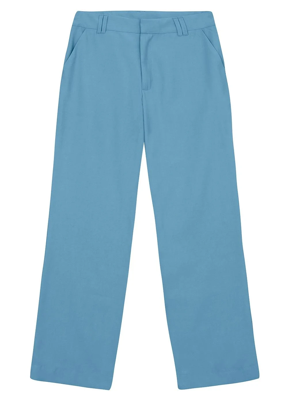 Enfim - Calça Alfaiataria em Viscose Sarjada Azul Claro