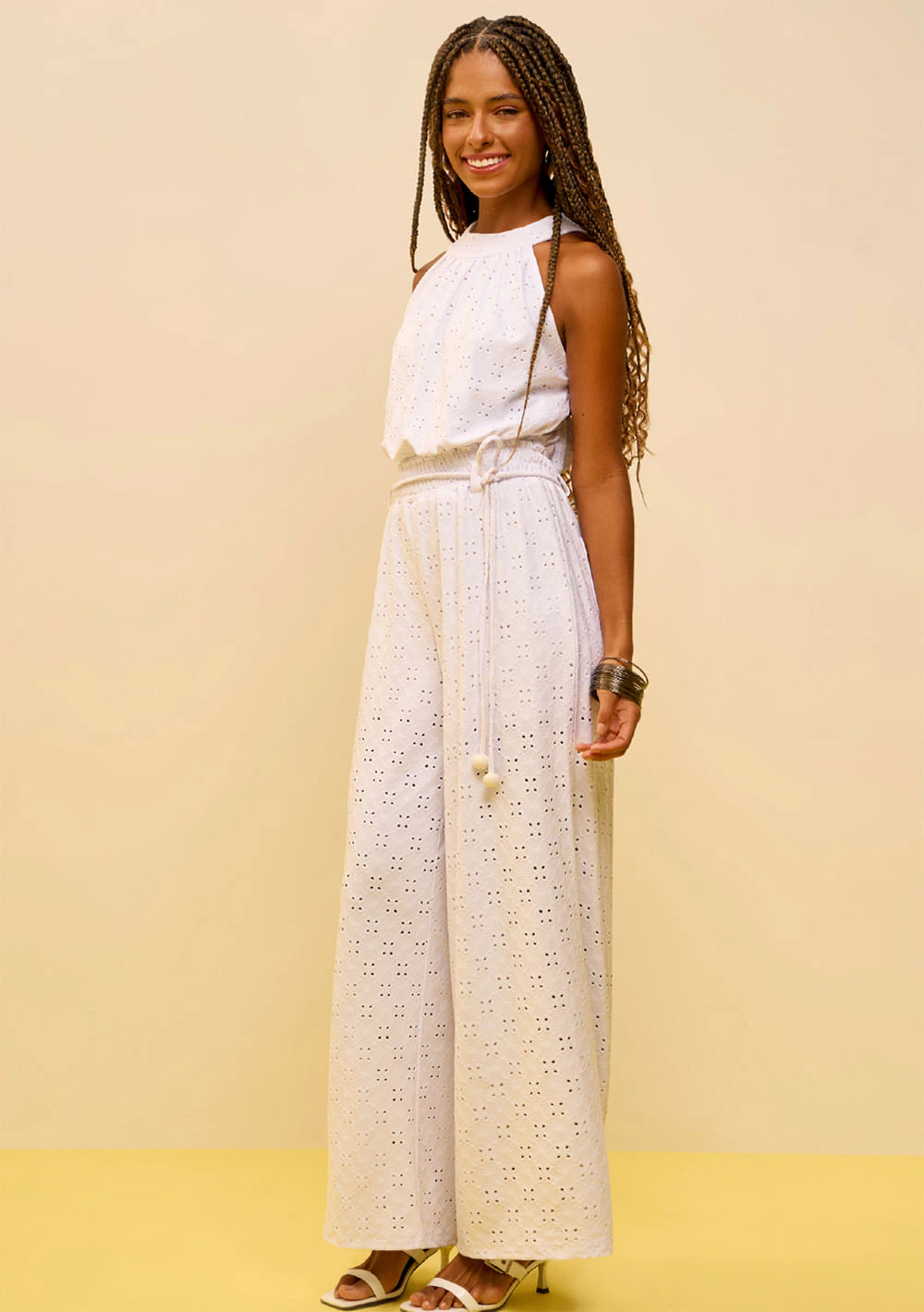 Calça Zinco Pantalona Alta Off White