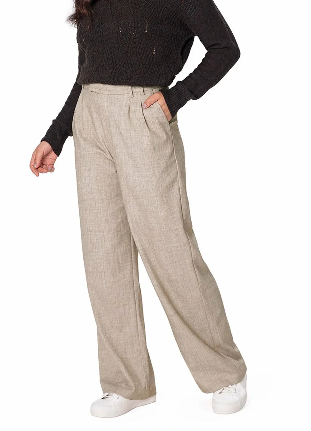 Malwee - Calça Alfaiataria Sarjada Off White