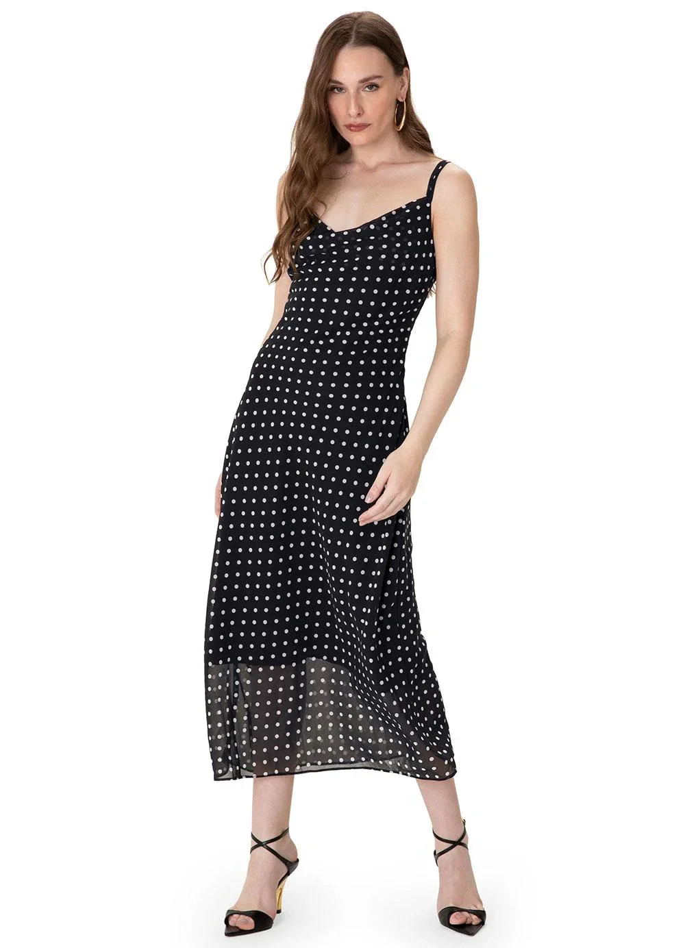 Enfim - Vestido Mídi Evasê Preto