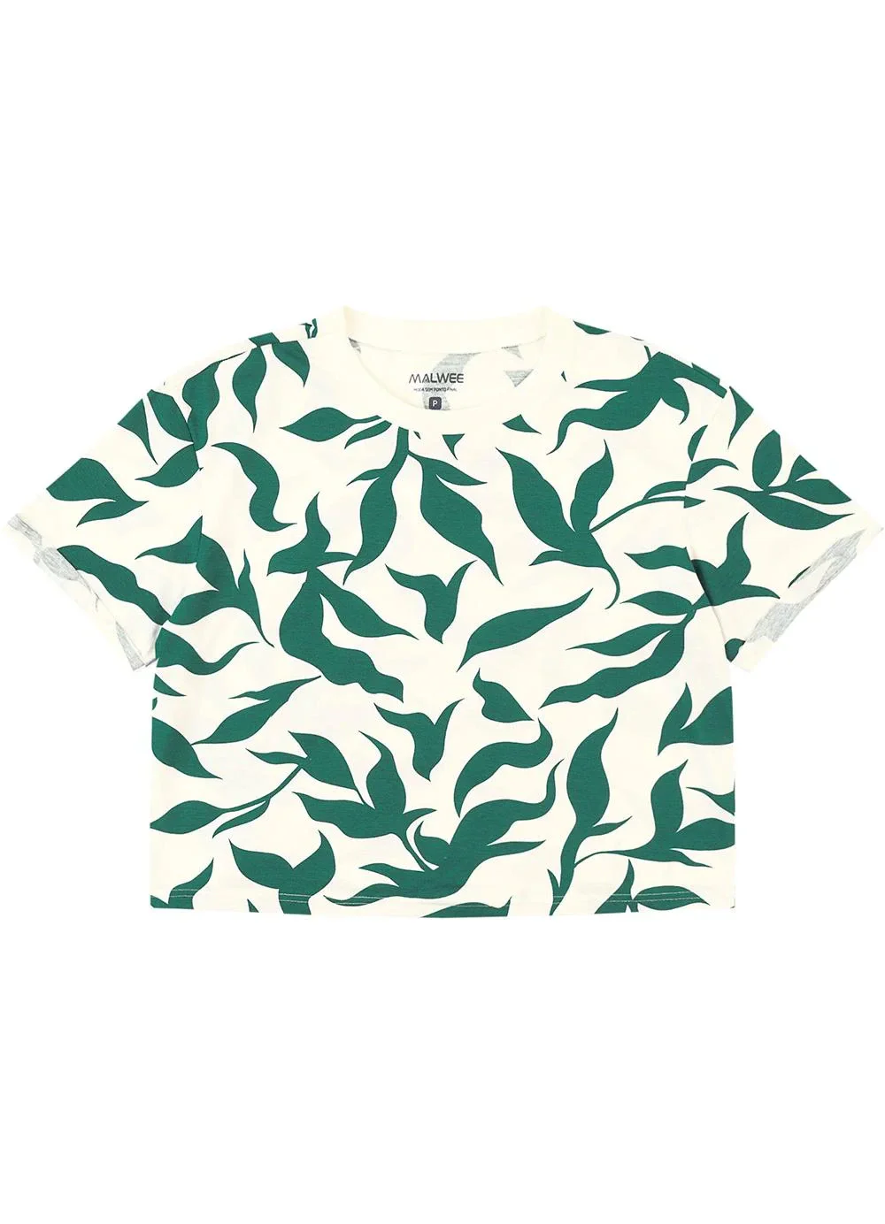 Malwee - Blusa Box Folhagens em Malha Verde