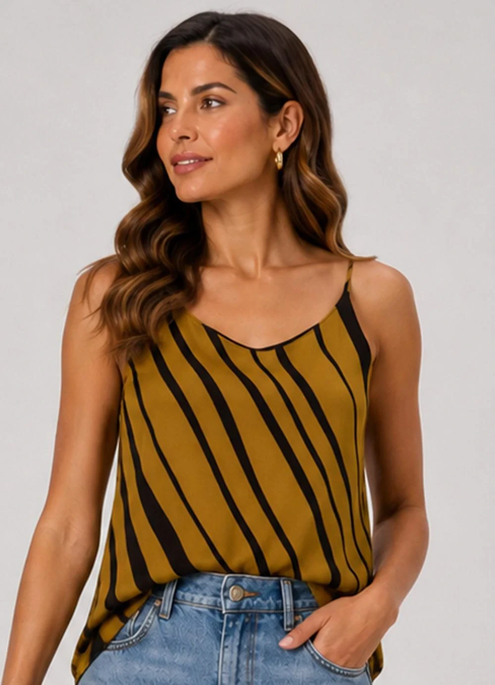 Infinita Cor - Regata Feminina Tecido Viscose Slub Preto