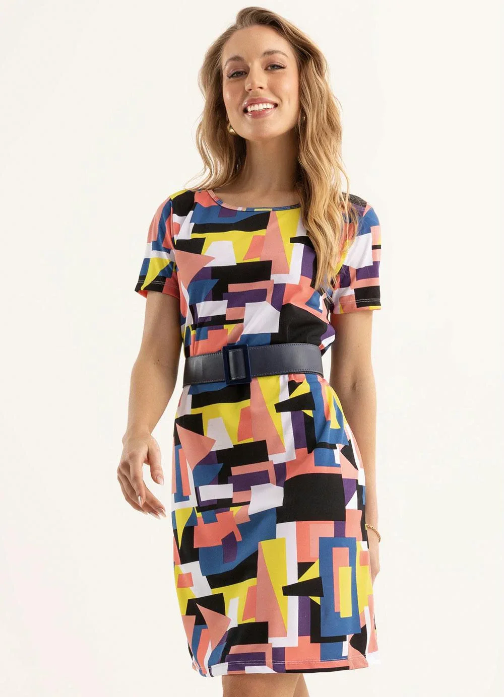Moda Pop - Vestido Soltinho Geométrico