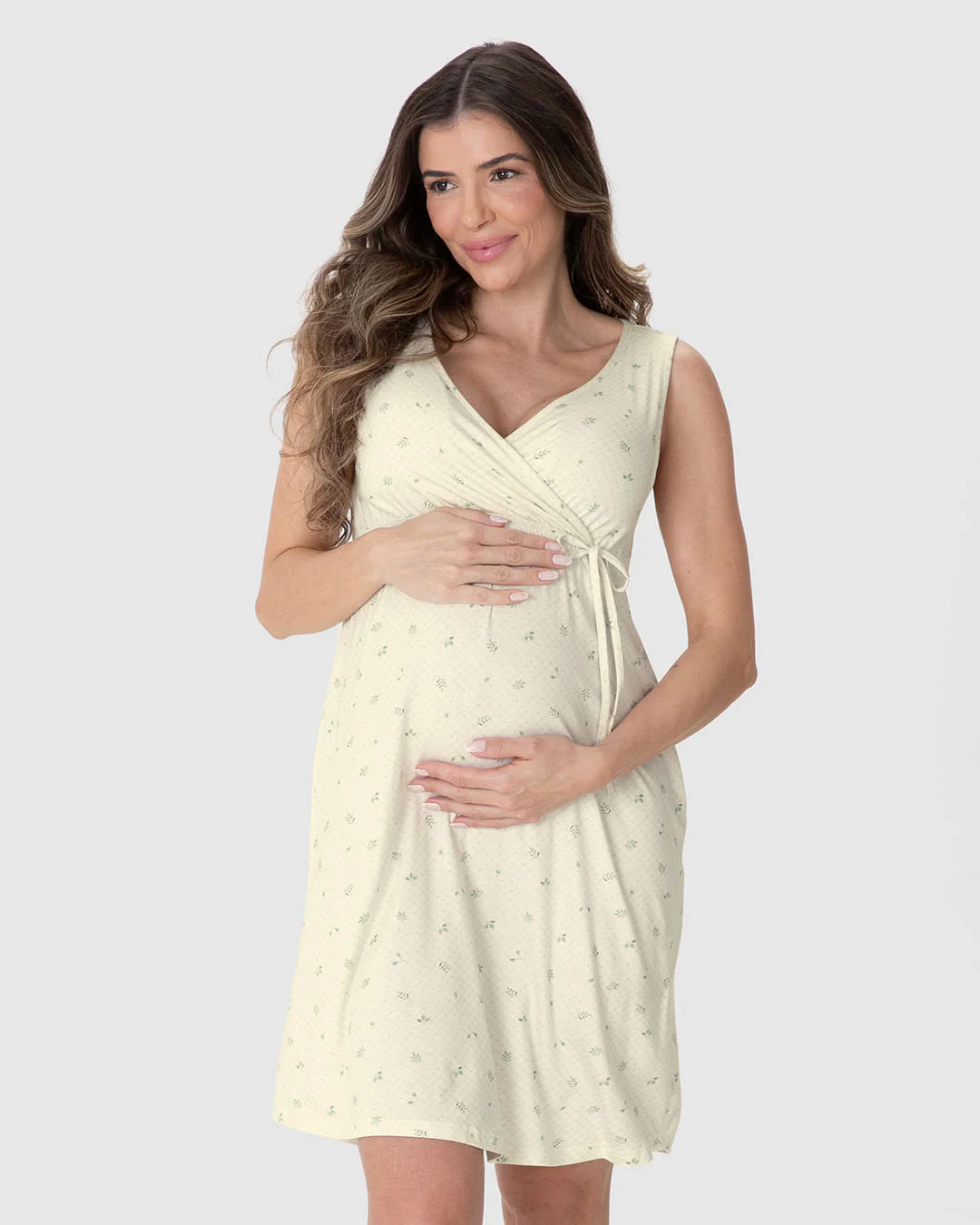 Camisola Feminina Gestante Decote V Transpassado Em Viscose Stretch