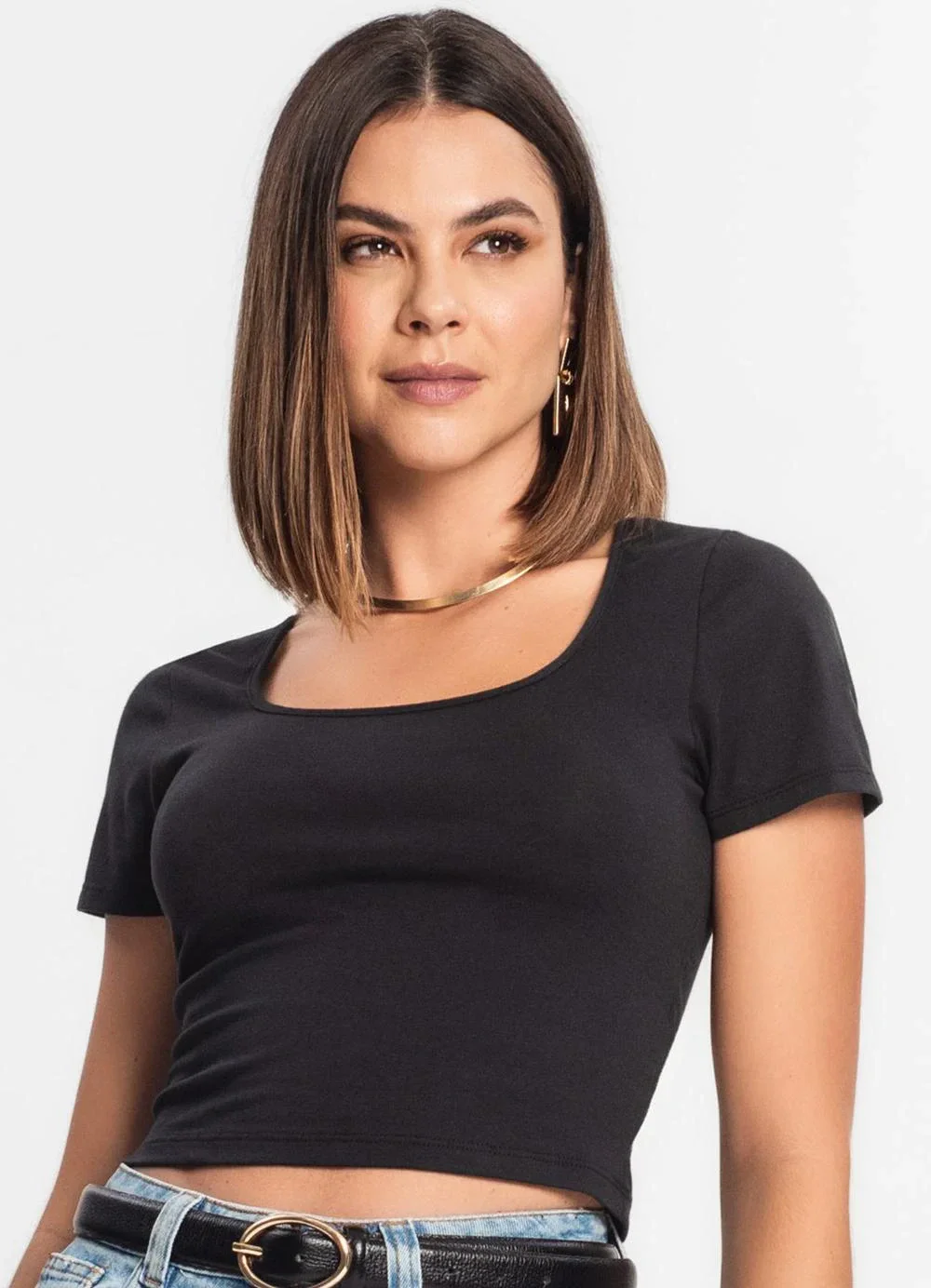 Rovitex - Blusa Cropped Feminina Preto