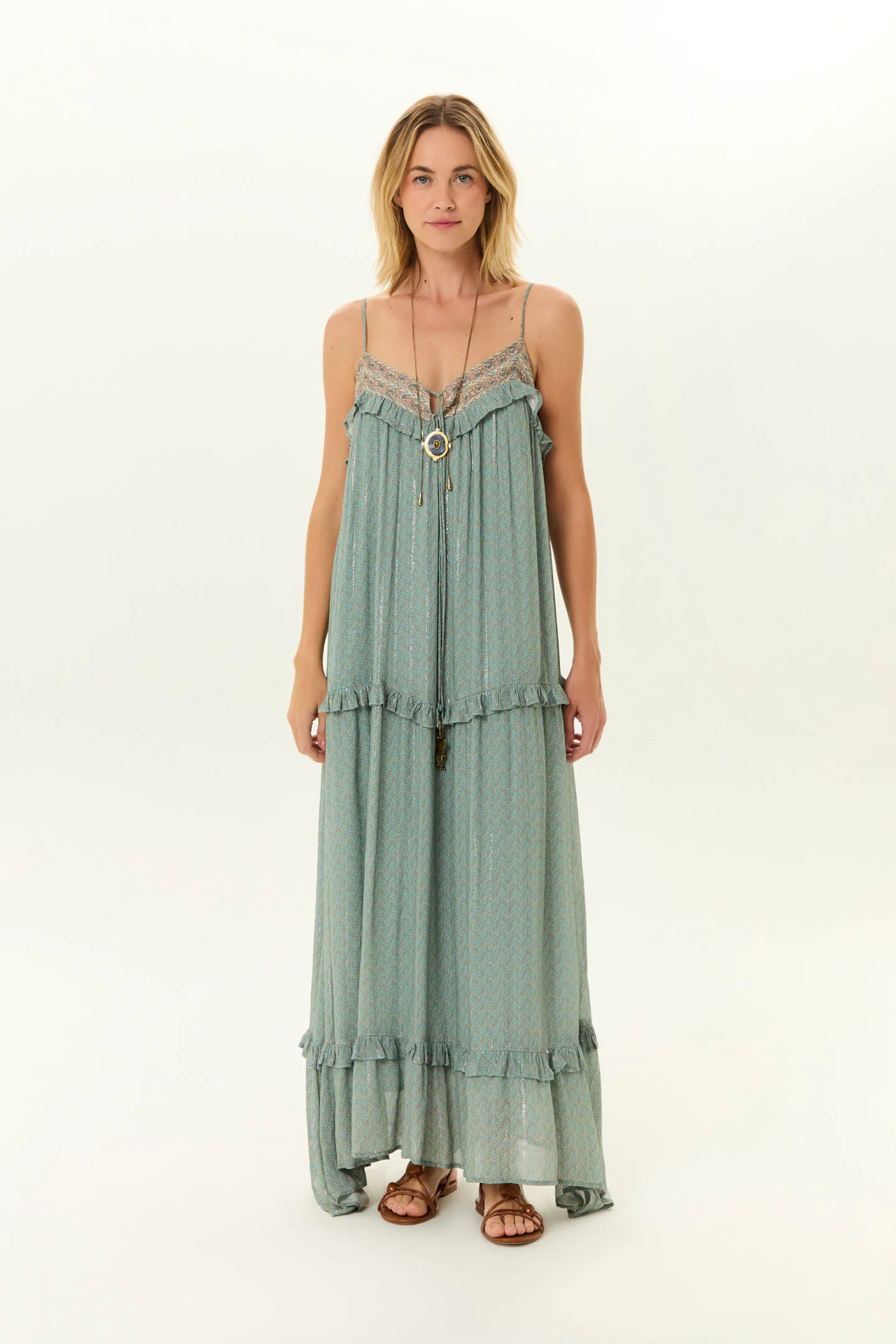 Vestido Midi Babados Estampa Eve a