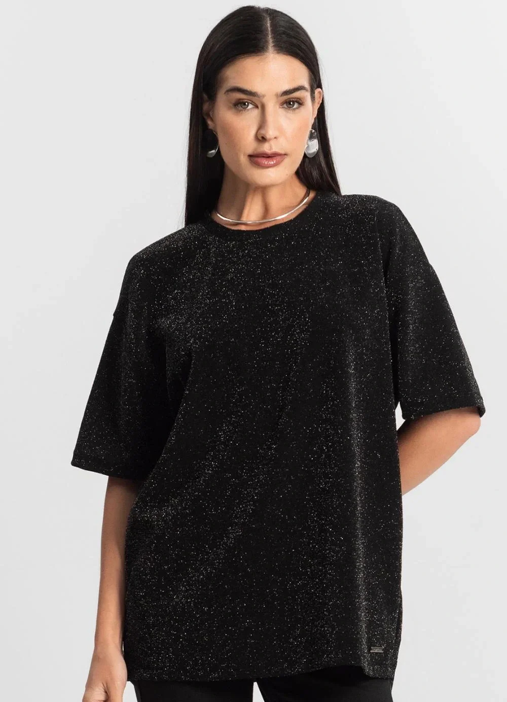 Rovitex - Blusa Feminina T-Shirt Over Preto