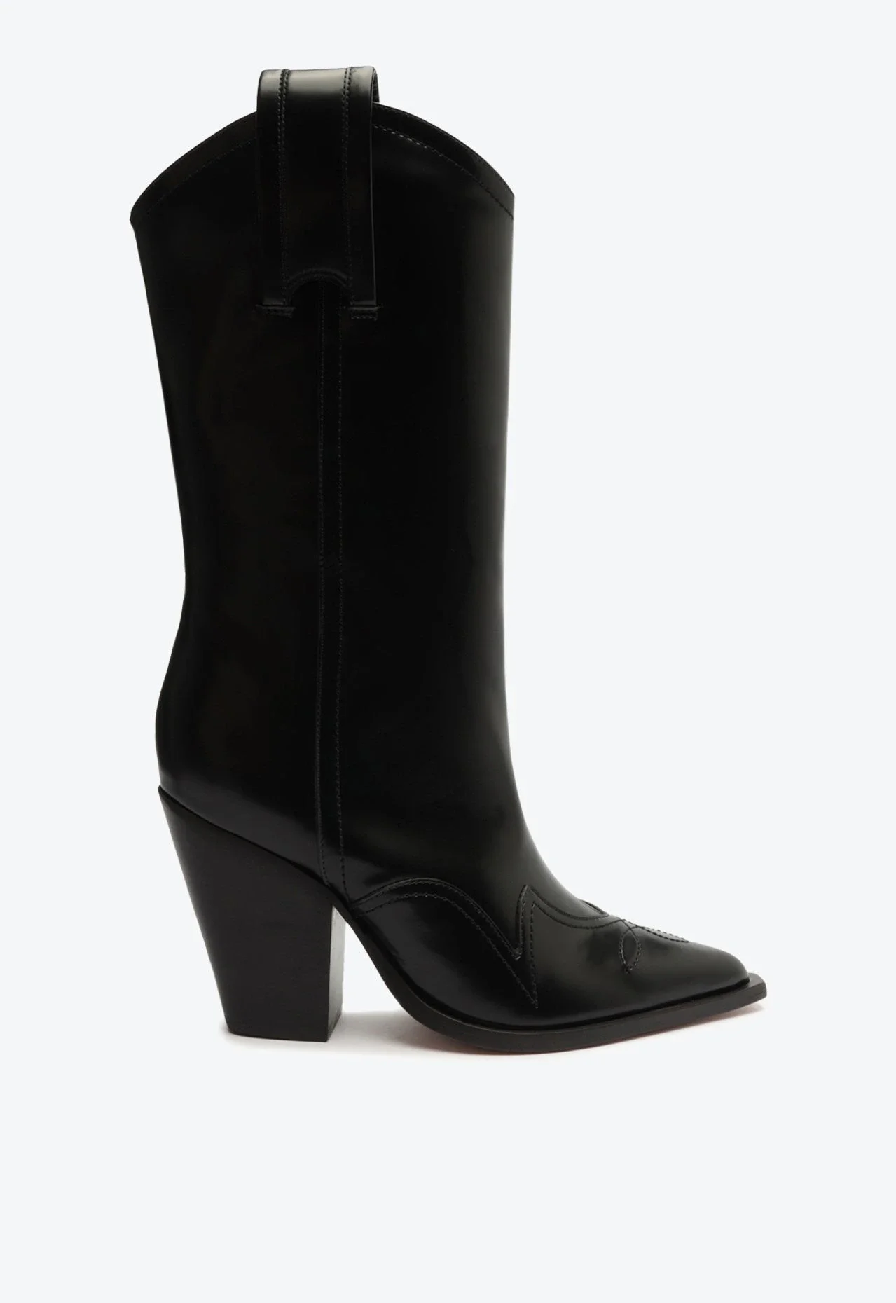 Bota Western Cano Alto Couro Preta