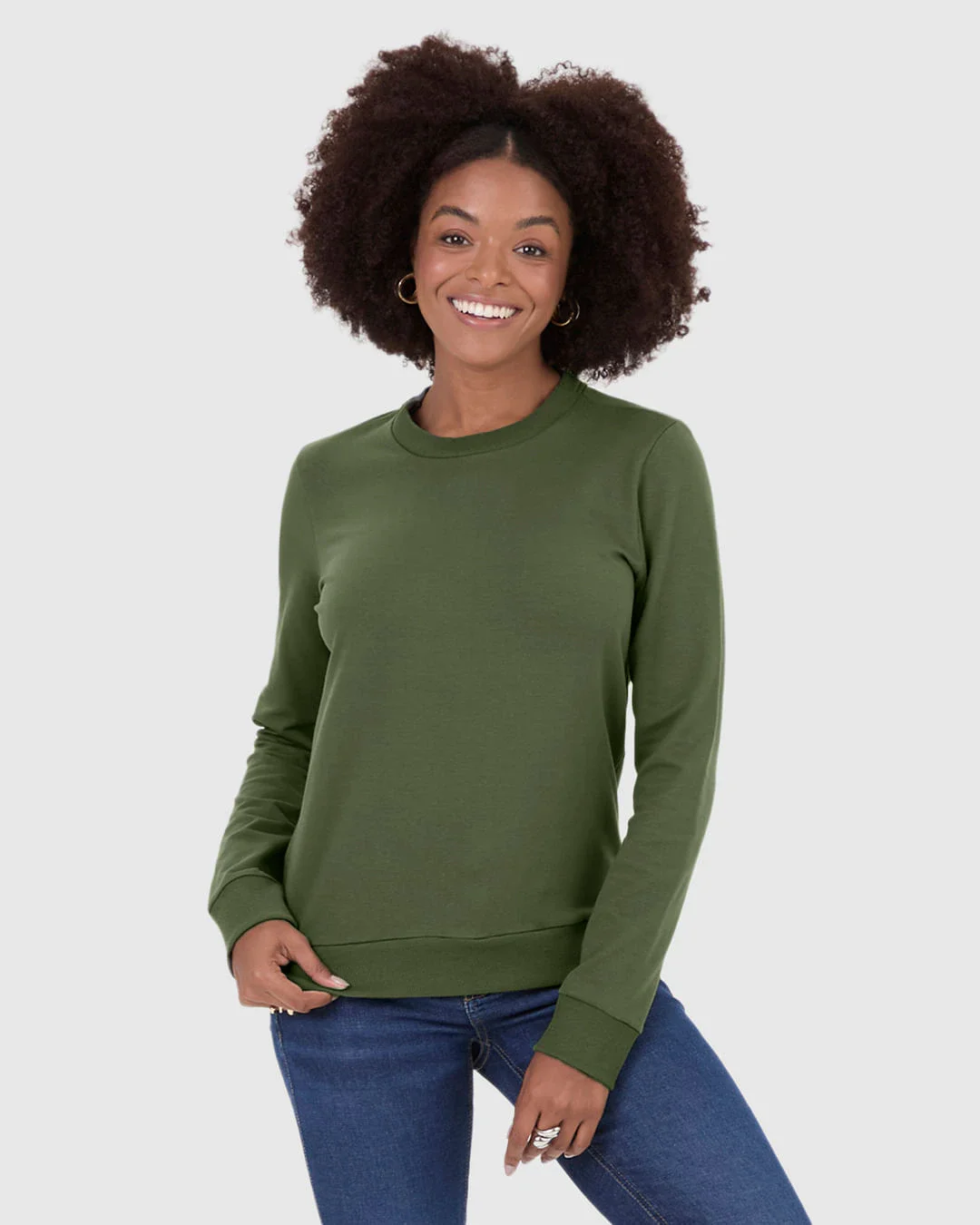 Blusão Básico Feminino Manga Longa Em Moletom Stretch