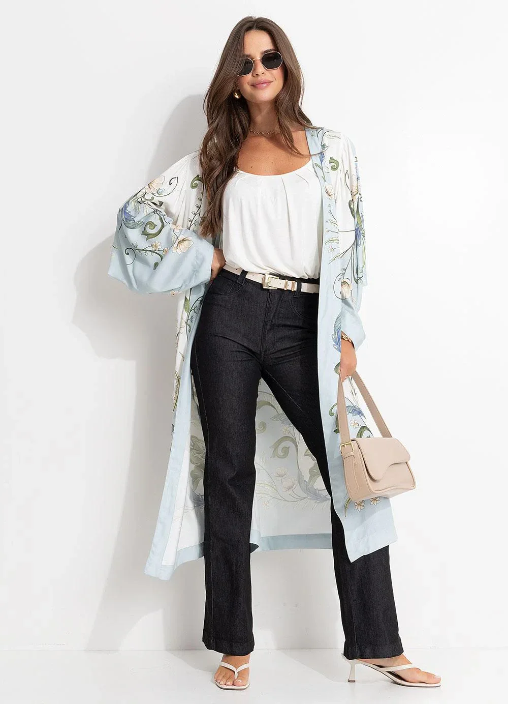 Farm - Maxi Kimono Milena Azul