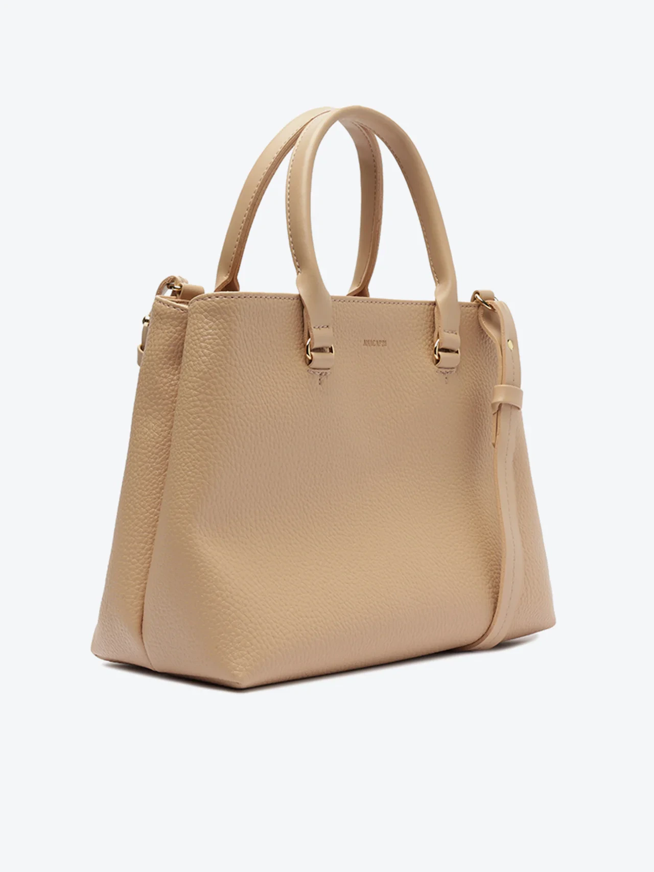 Bolsa Tote Média Texturizada Metais Dourados Bege