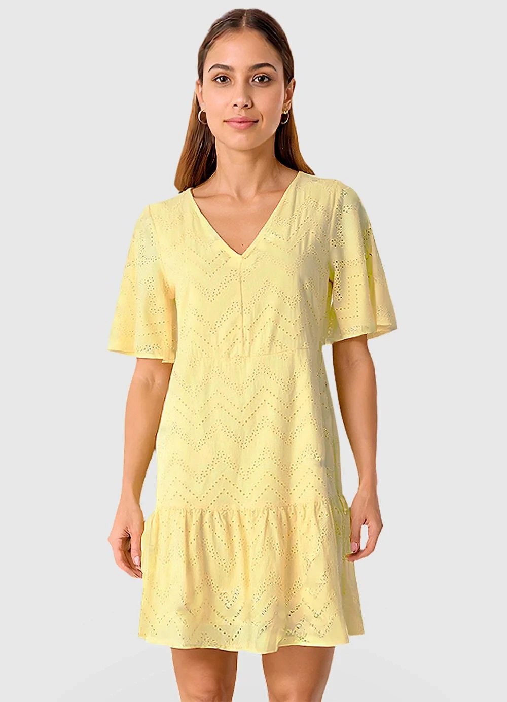 Malwee - Vestido Curto em Laíse Amarelo Claro