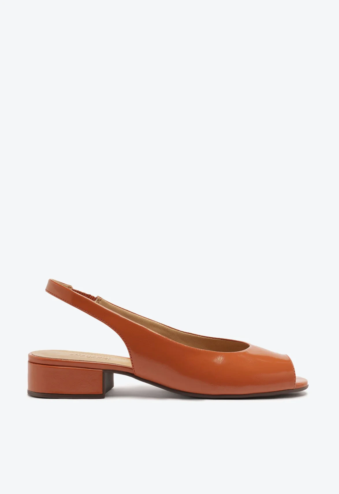 Sandália Slingback Peep Toe Marrom