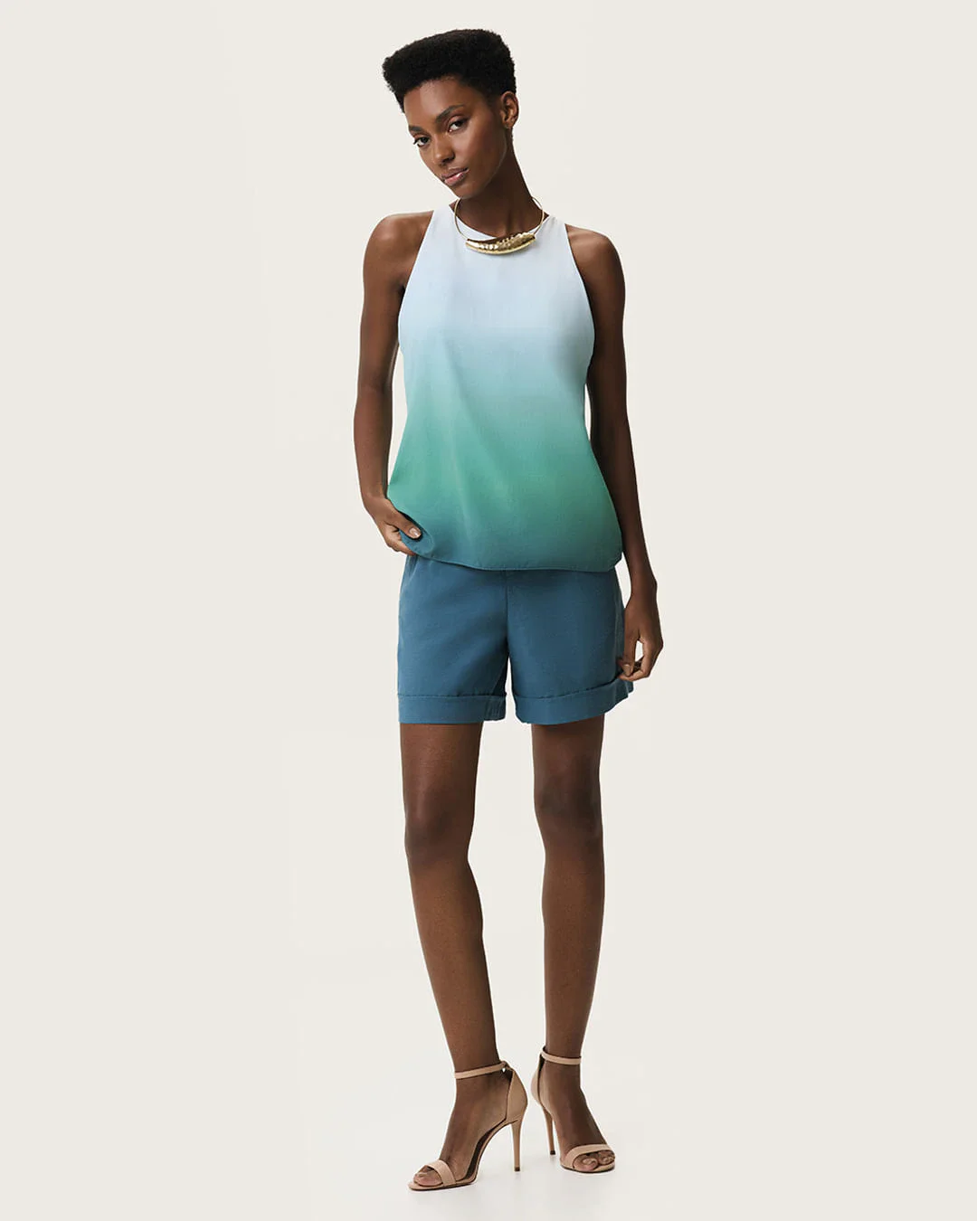 Blusa Feminina Evasê Degradê Abertura Costas Em Viscose - ENFIM