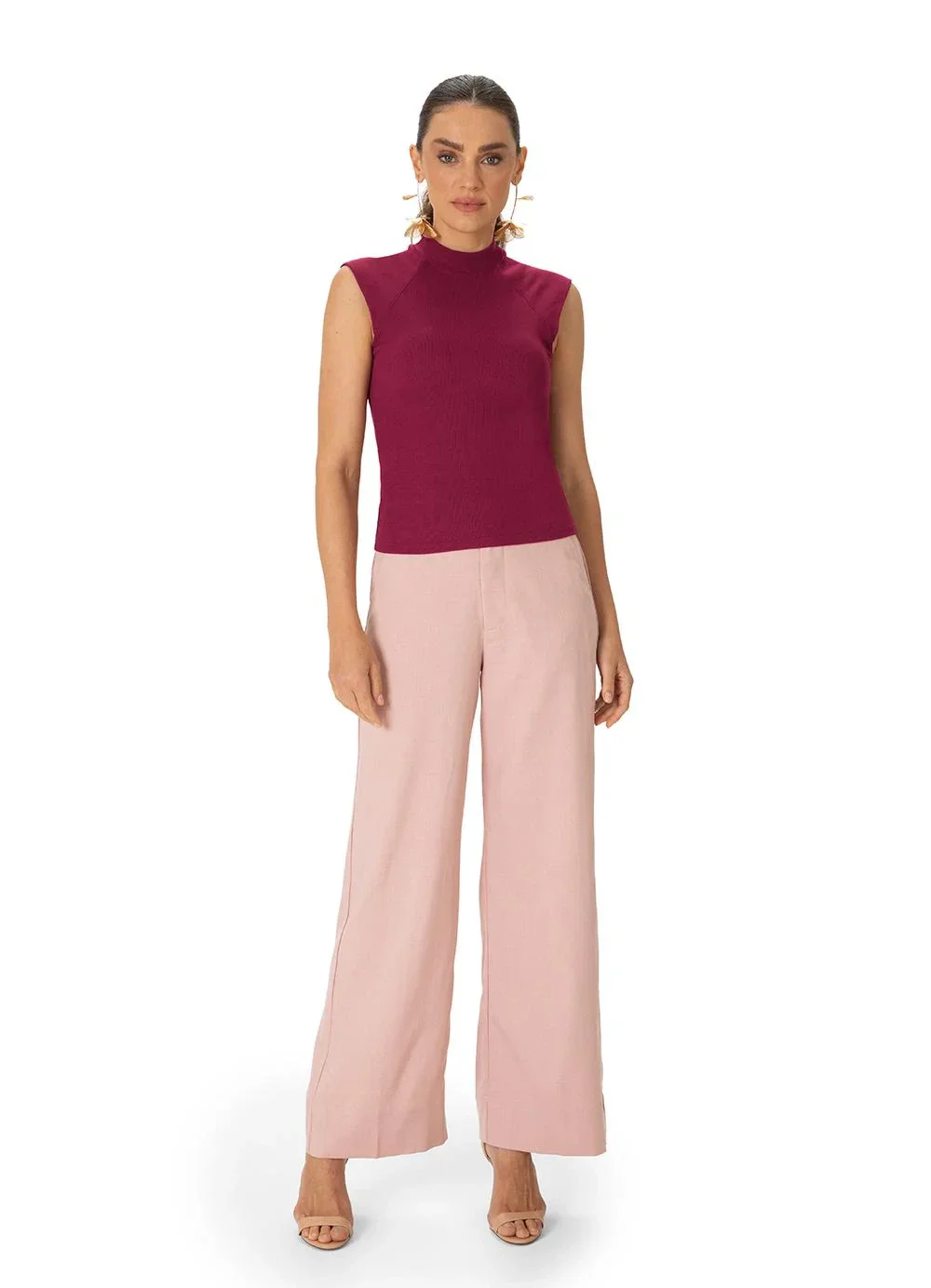 Enfim - Blusa Justa Canelada Bordô
