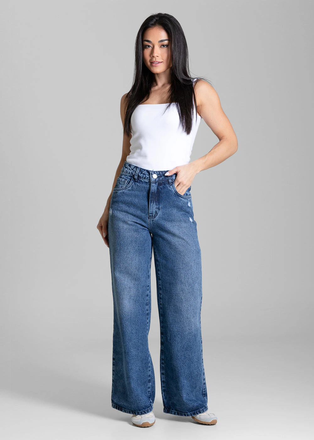 Calça Jeans Sawary Wide Leg Petit - 284382 AZUL