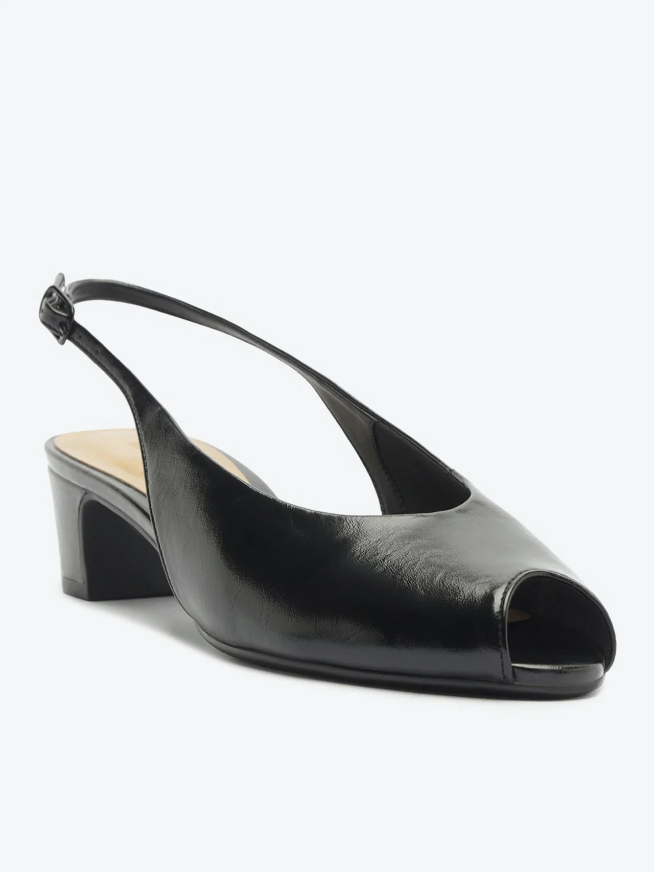 Sandália Peep Toe Retrô Preta