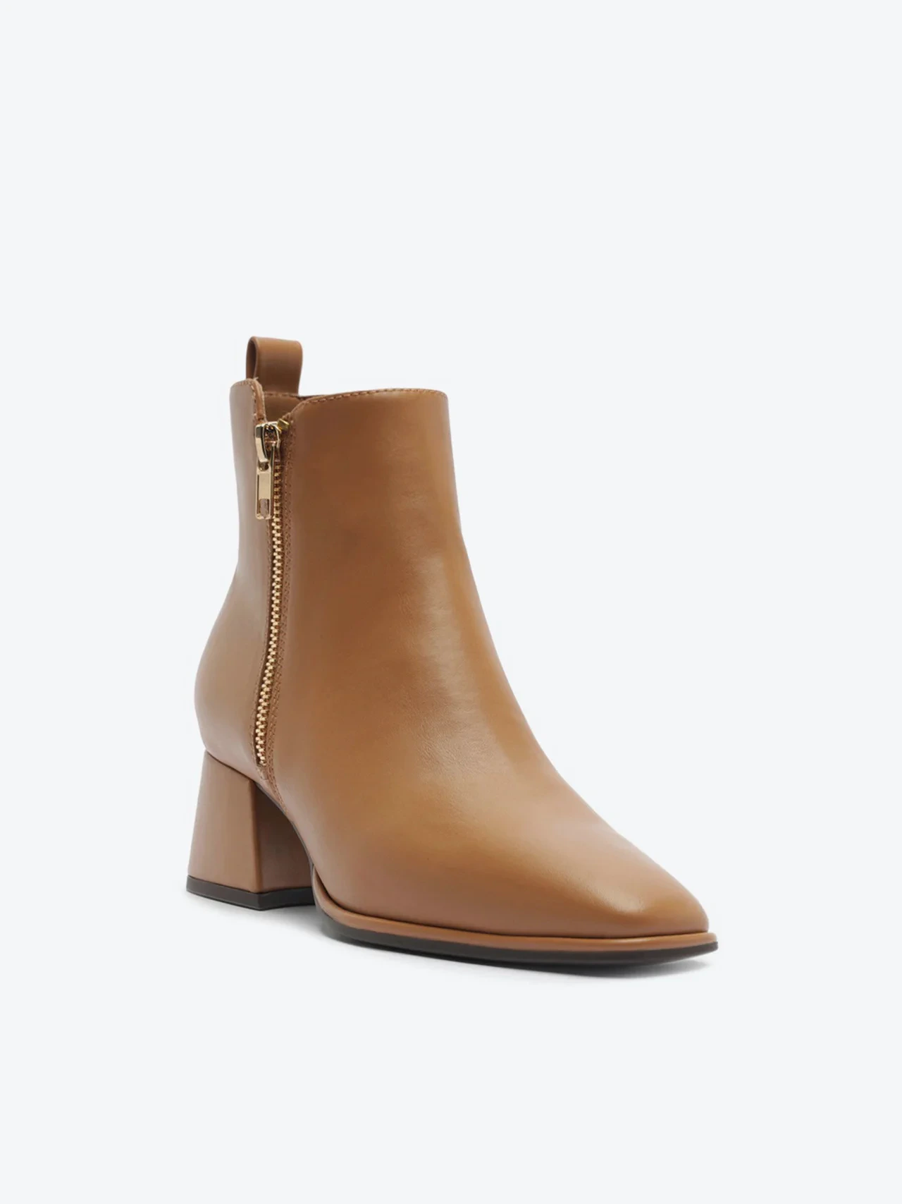 Bota Cano Curto Salto Bloco Marrom Caramelo