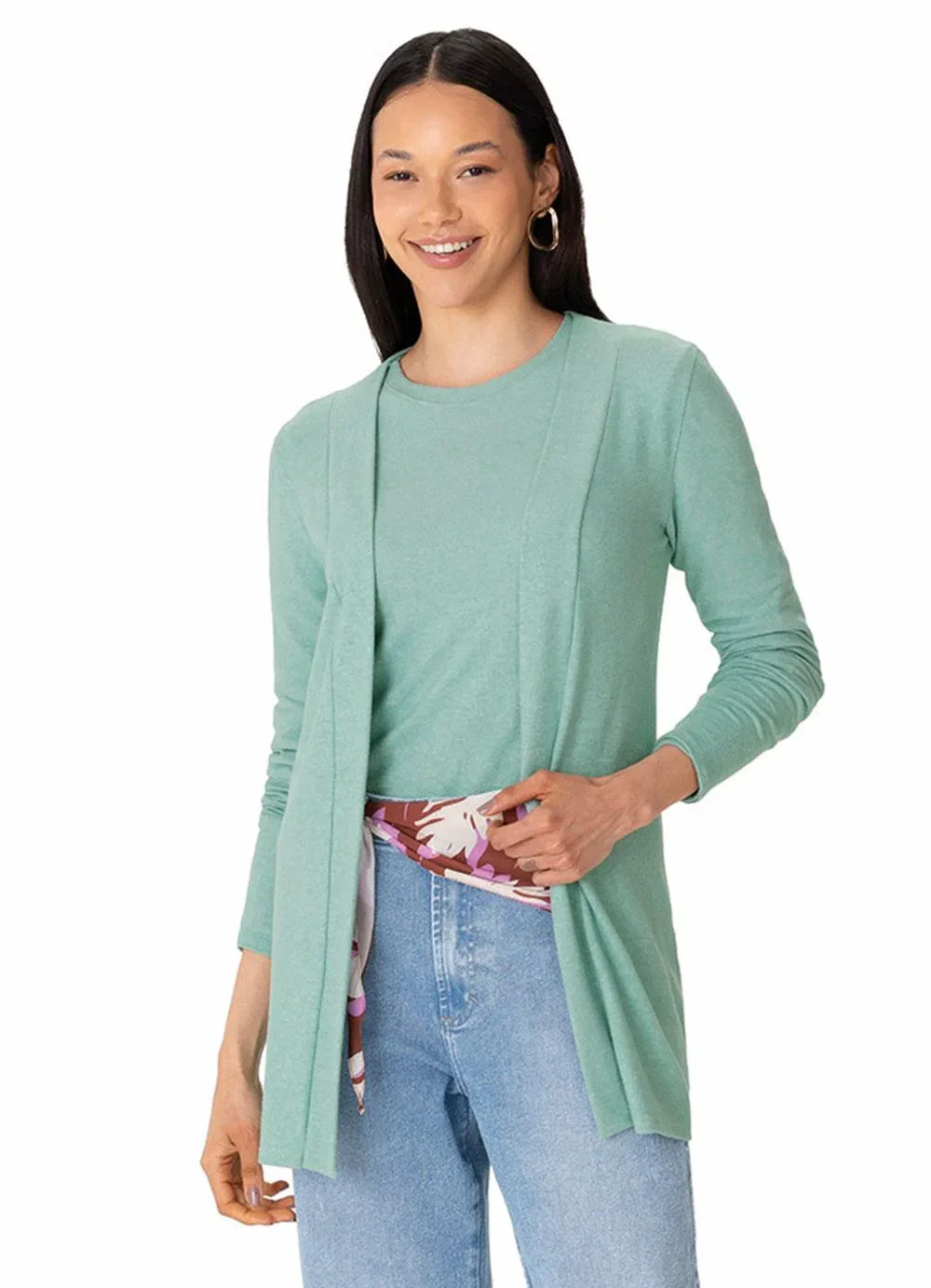 Malwee - Cardigan Justo Térmico Verde Turquesa
