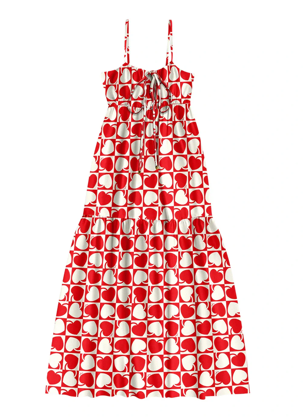 Angel - Vestido Midi Viscose Estampada Vermelho