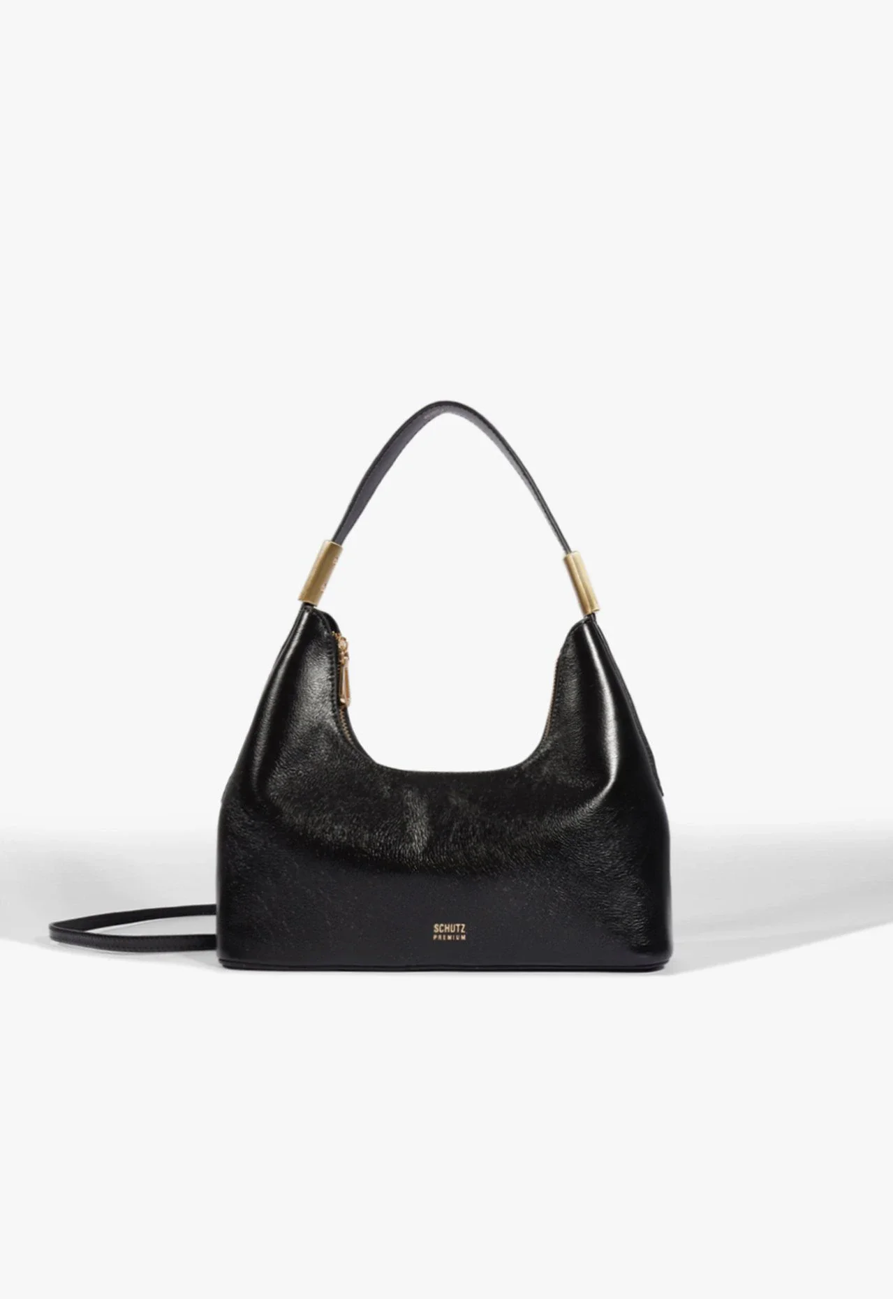 Bolsa Hobo Mini Alex Pequena Couro Preta