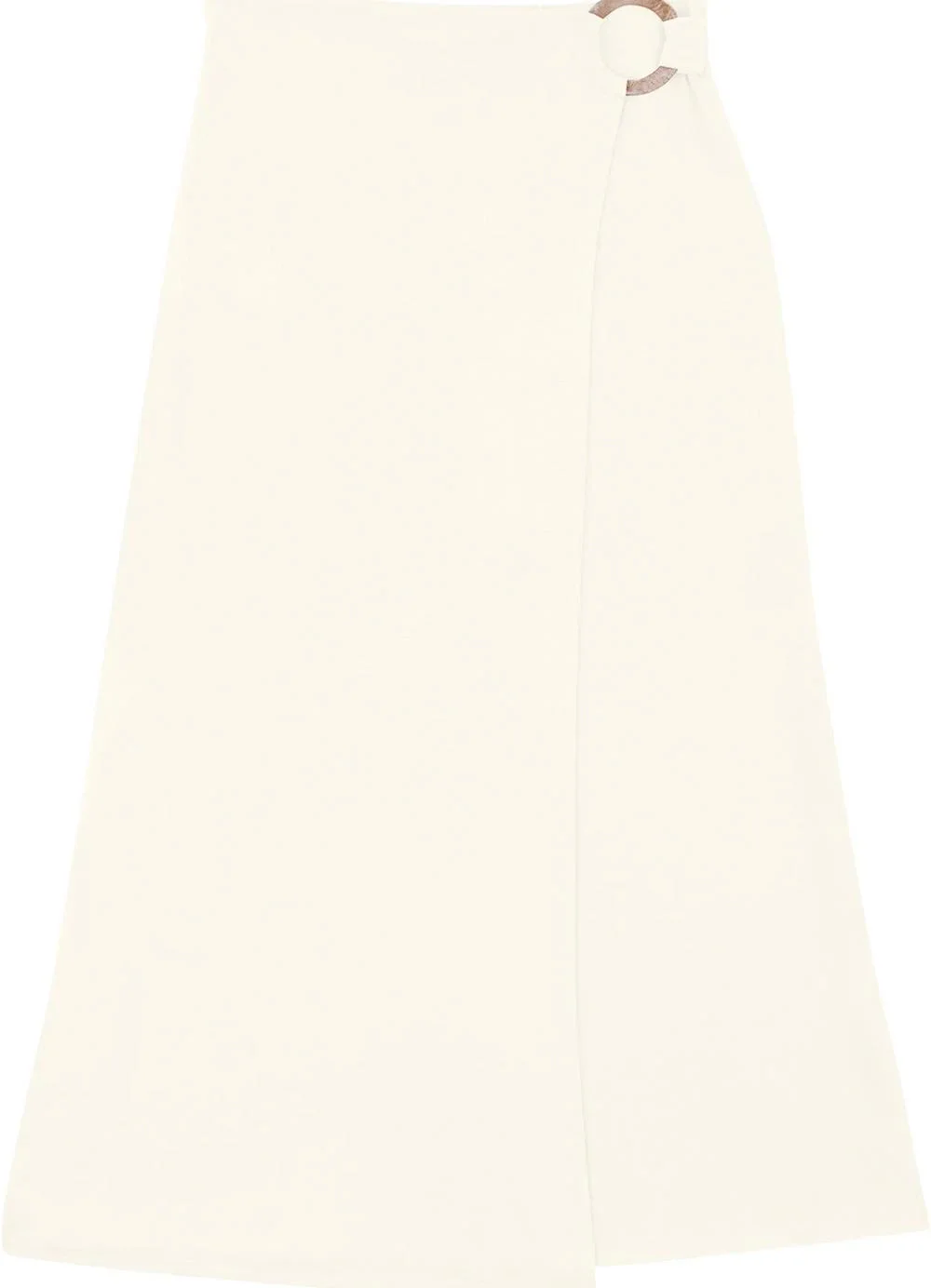 Malwee - Saia Mídi Evasê com Argola Off White
