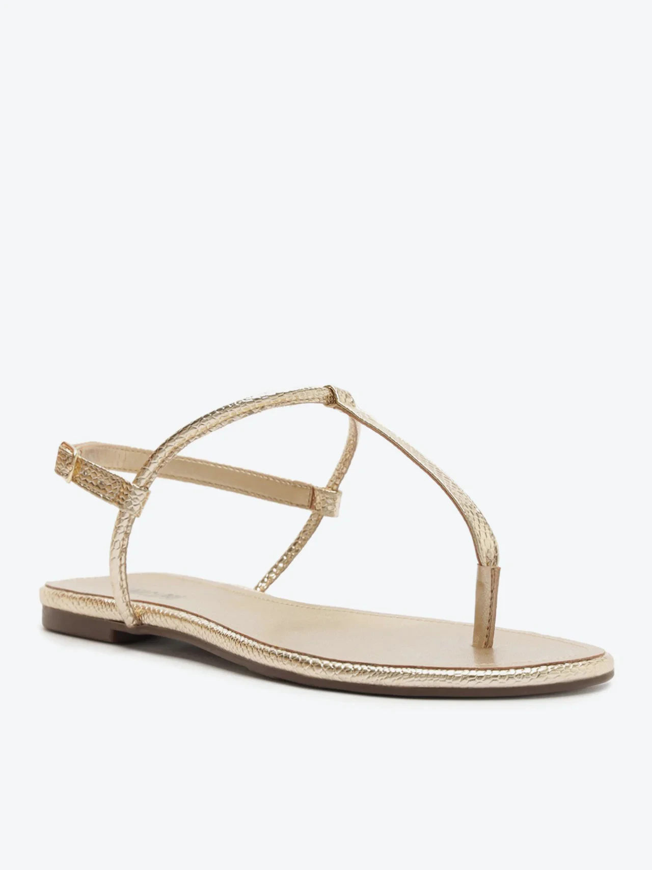 Sandália Rasteira Slim Textura Dourada