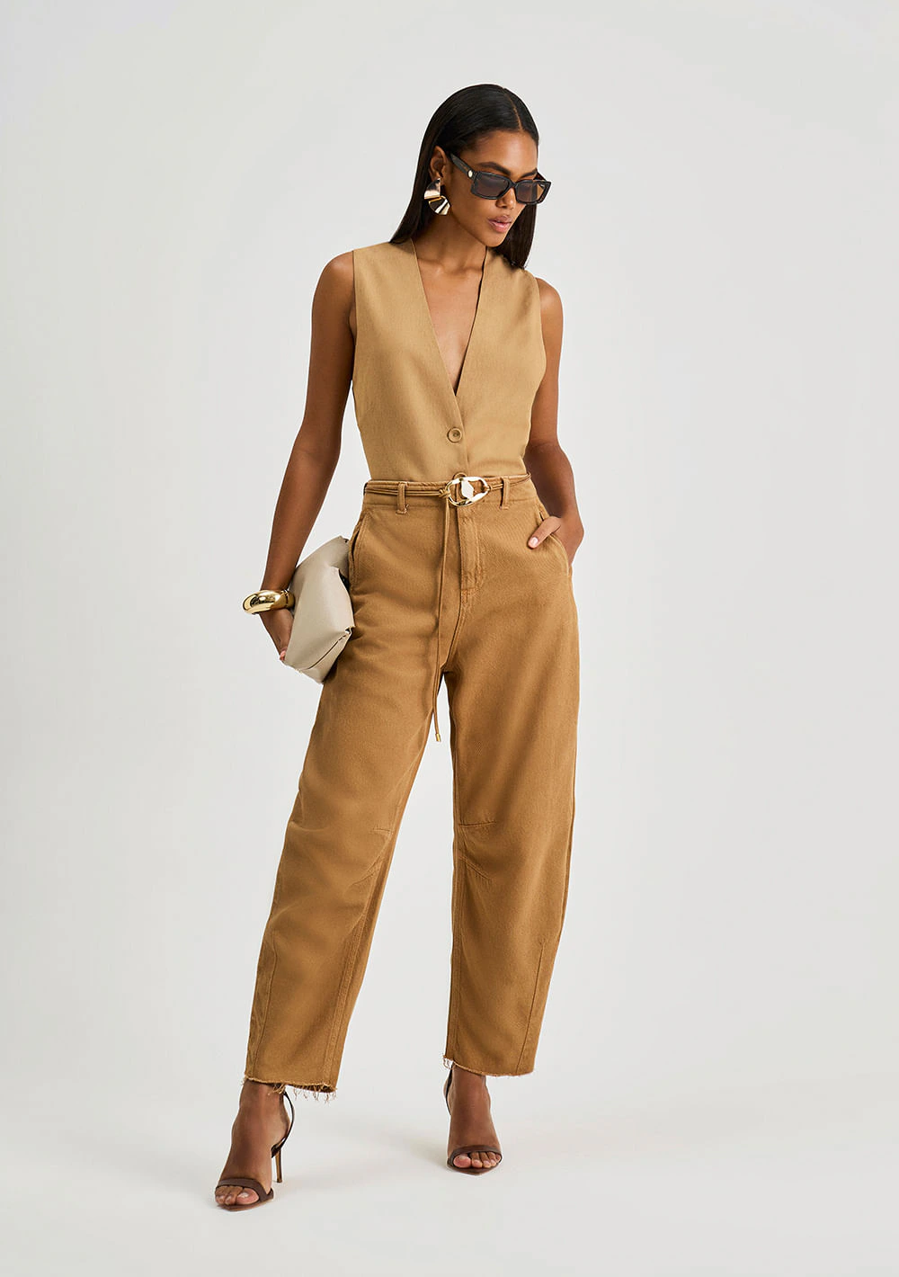 Calça Iódice Mom Alta Caramelo