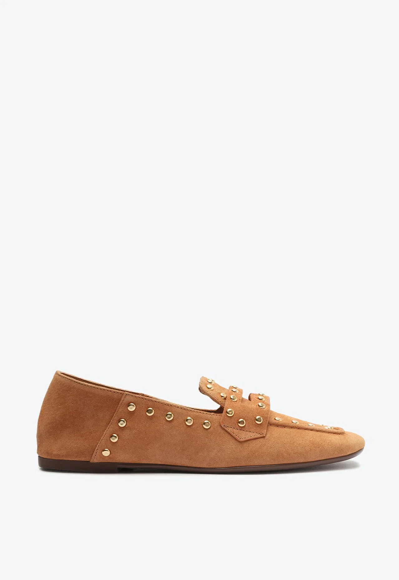 Mocassim Studs Couro Amêndoa