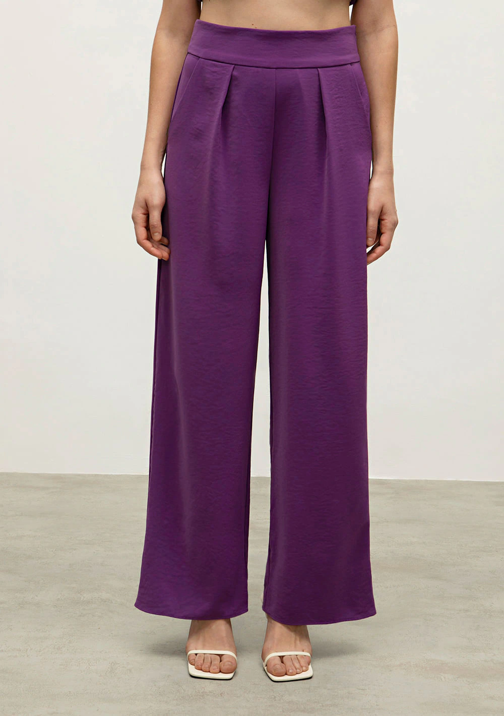 Calca Iódice Wide Cós Alto Bolso Faca Roxo