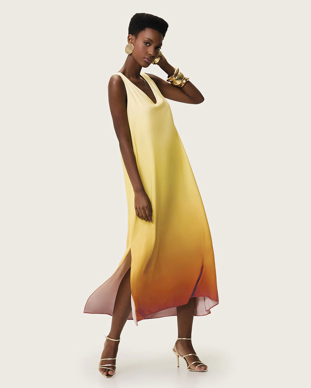 Vestido Midi Feminino Amplo Degradê Duas Formas De Uso Em Viscose - ENFIM