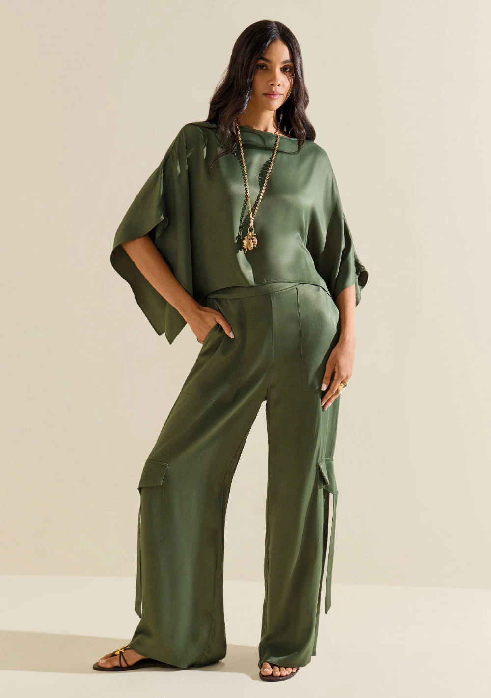 Calça Morena Rosa Reta Alta Verde