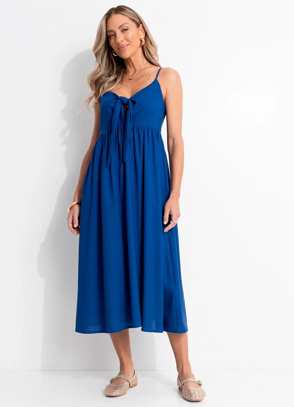 Quintess - Vestido Azul Royal em Linho
