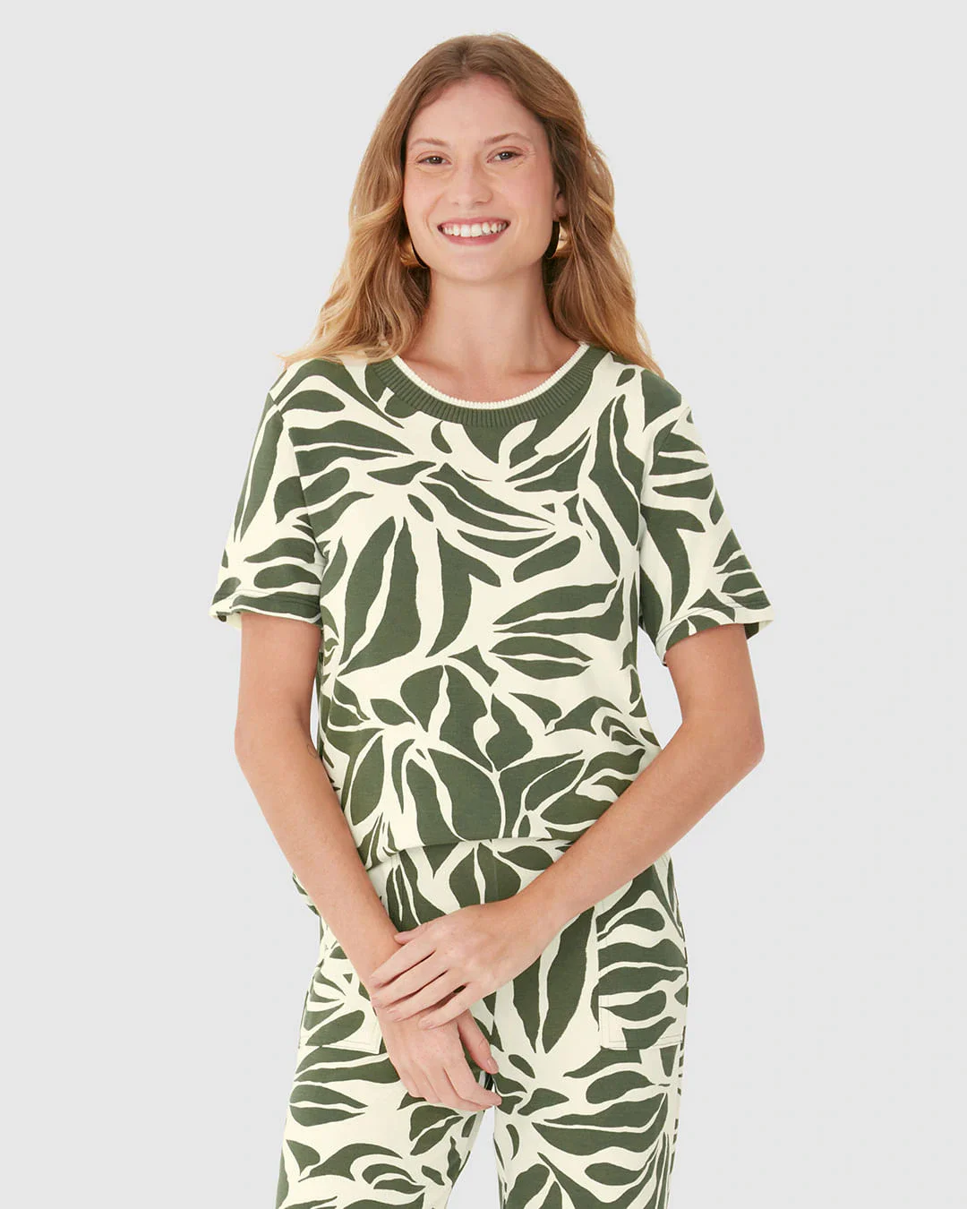 Blusa Feminina Estampada Decote Retilínea Em Moletinho De Viscose