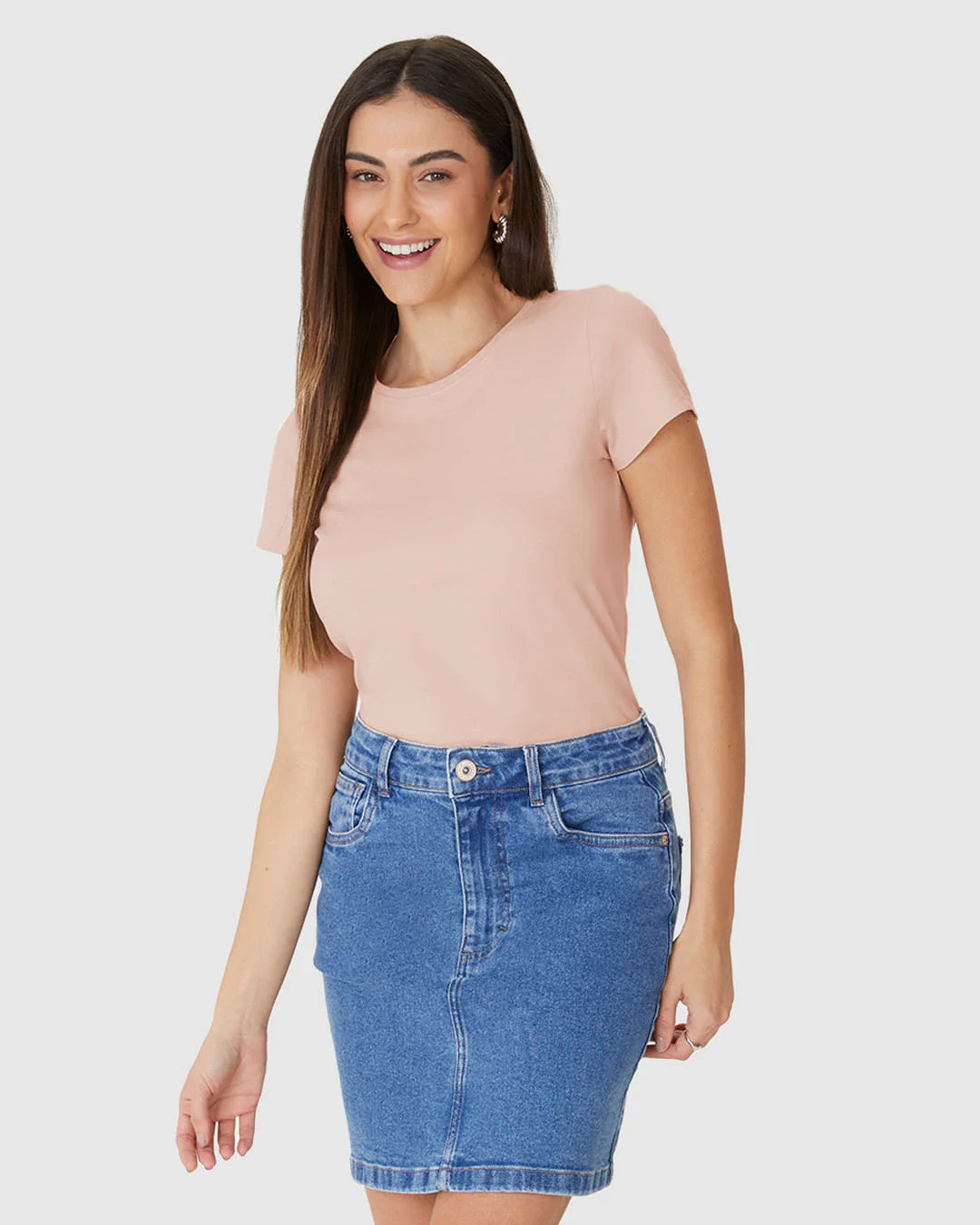 Camiseta Básica Feminina Slim Em Algodão