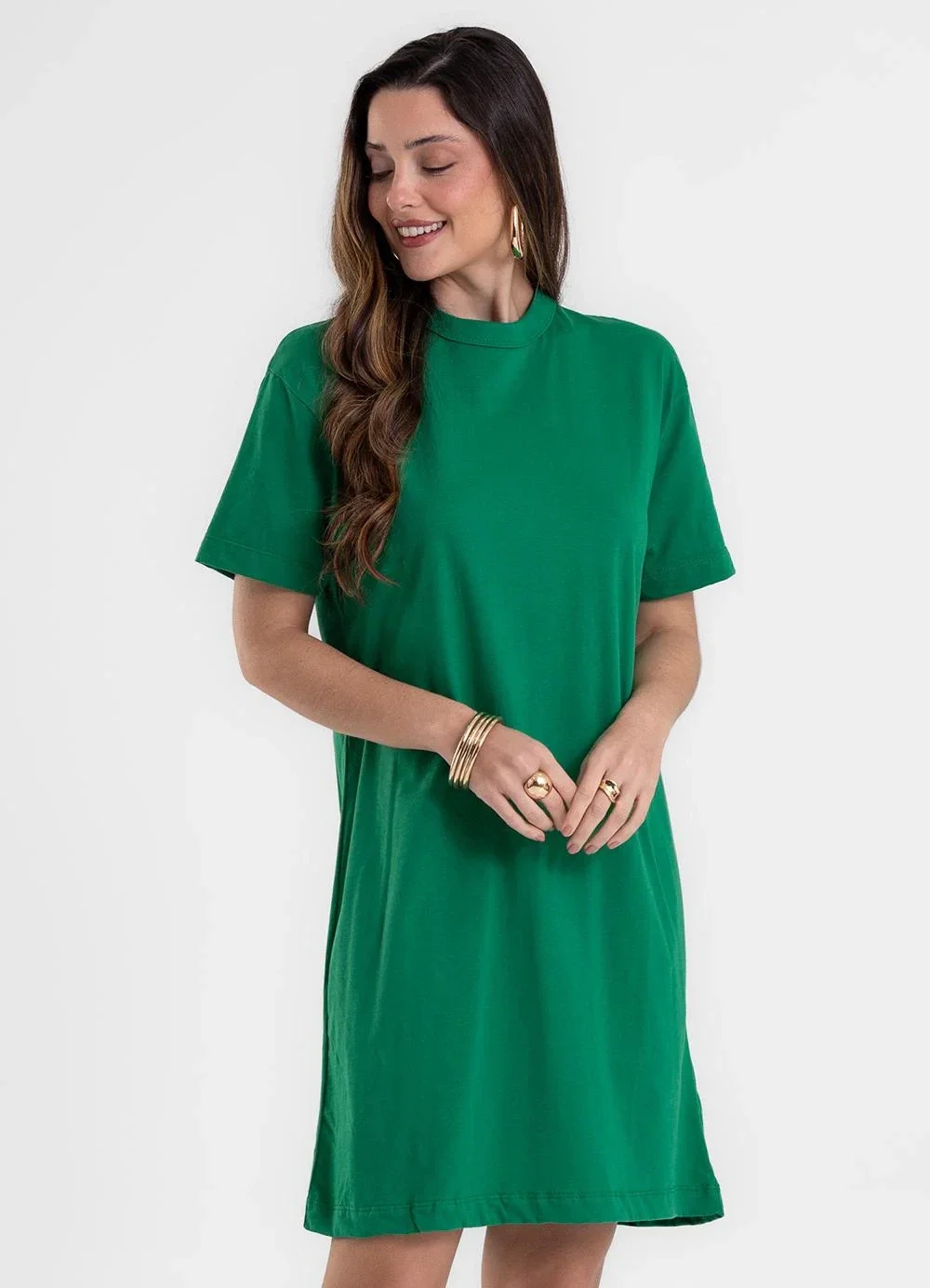 Rovitex - Vestido Feminino Básico em Meia Malha Verde
