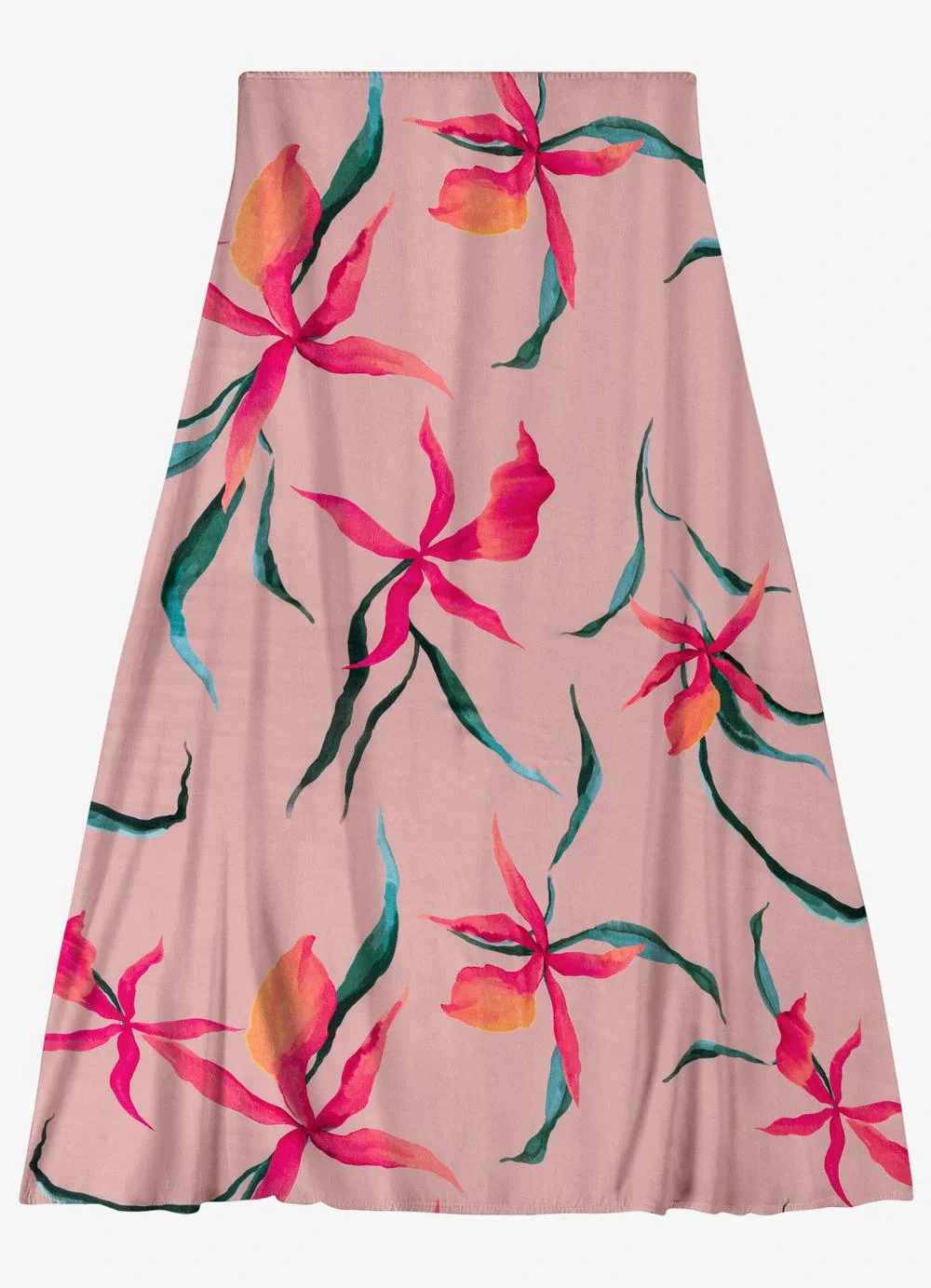 Endless - Saia Feminina Midi Evasê Rosa
