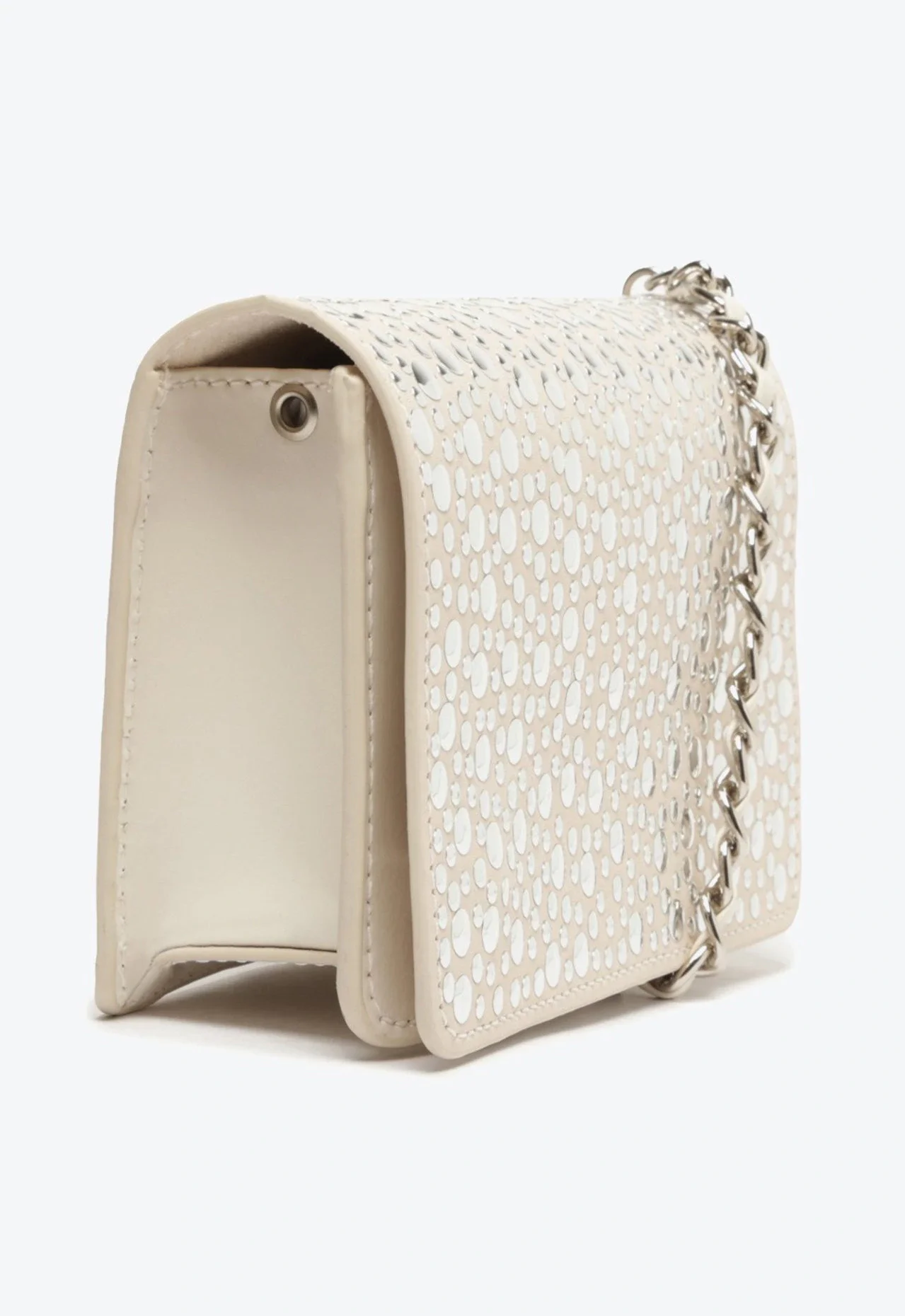 Bolsa Tiracolo Lorena Studs Couro Branca