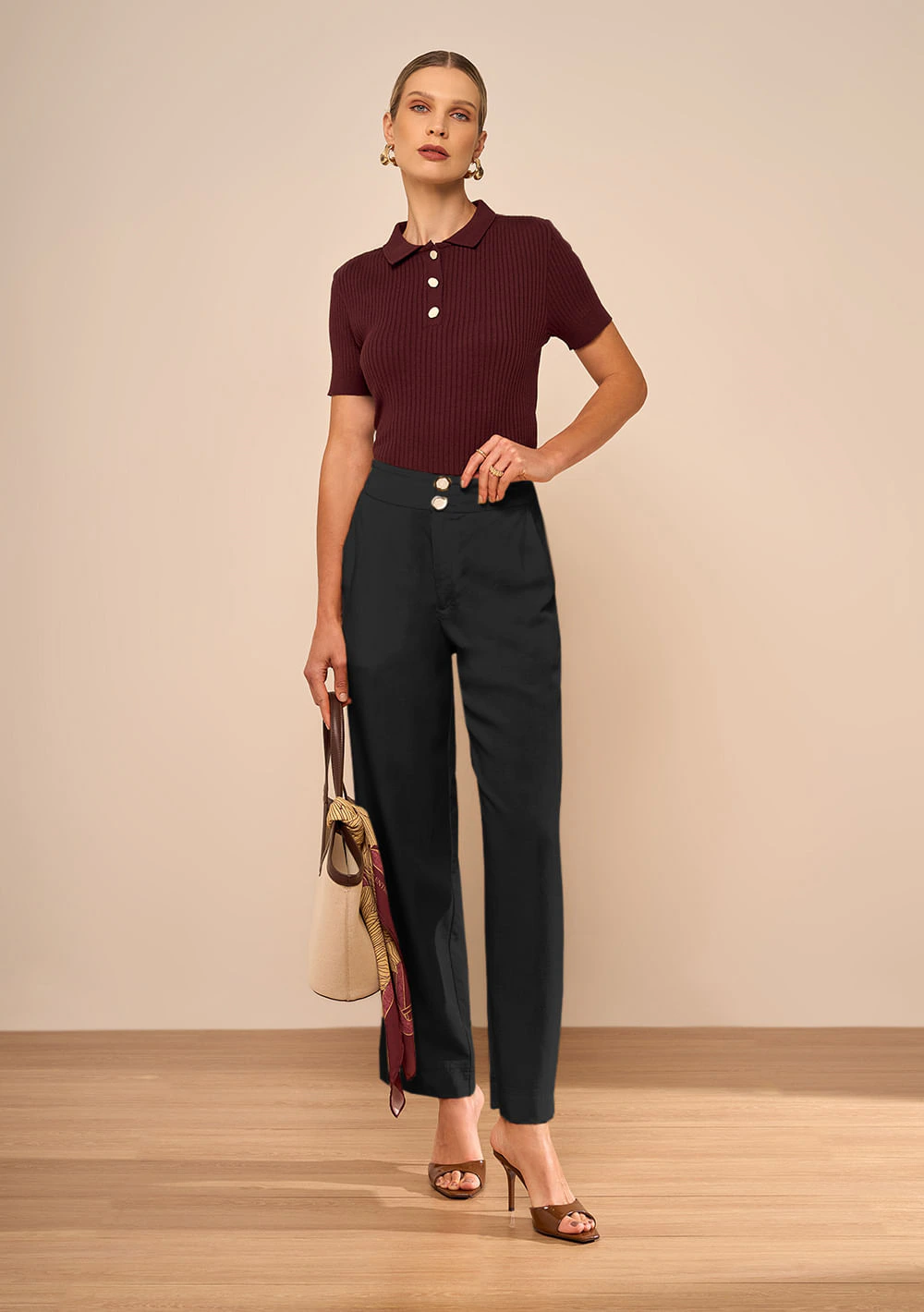 Blusa Gola Polo Camélia Bordo