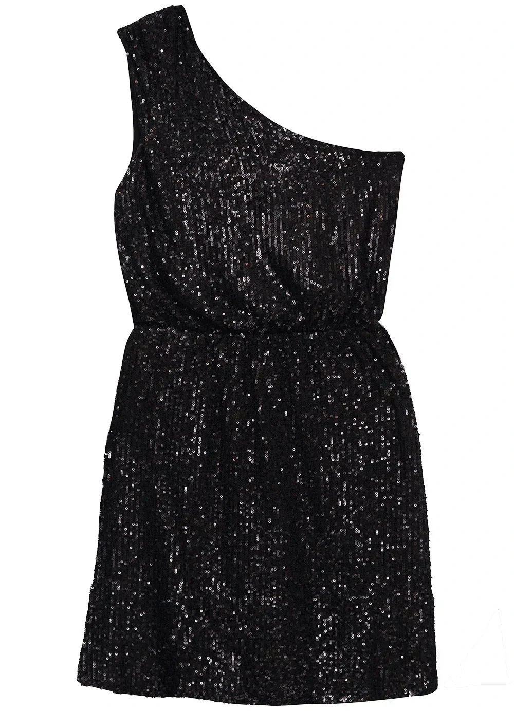 Enfim - Vestido Curto Assimétrico em Paetê Preto