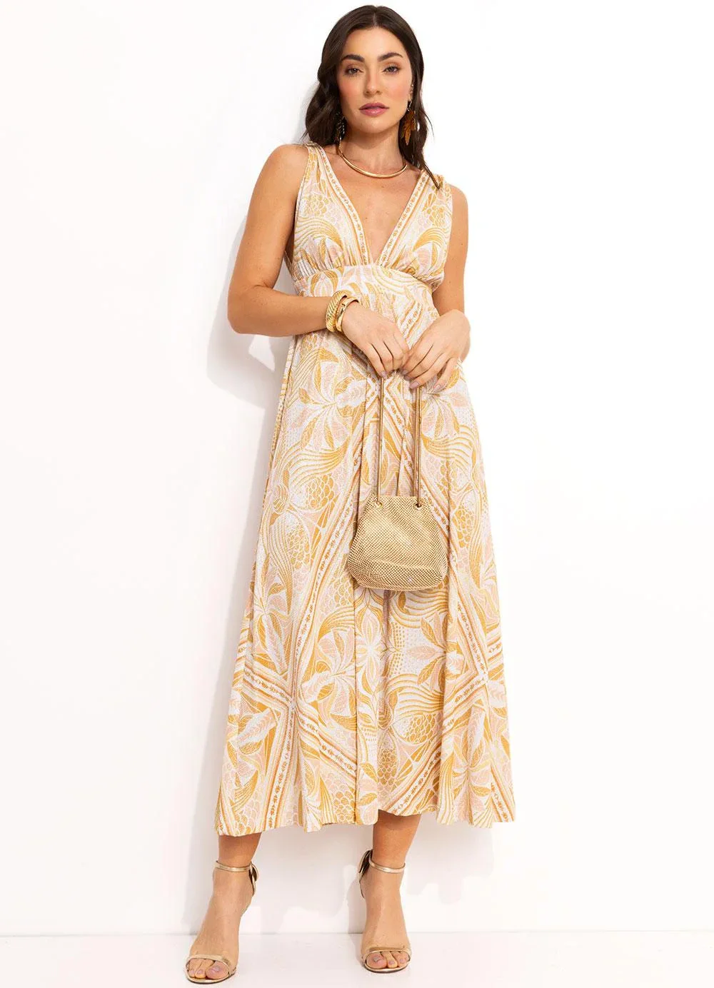 Farm - Vestido Midi Off White