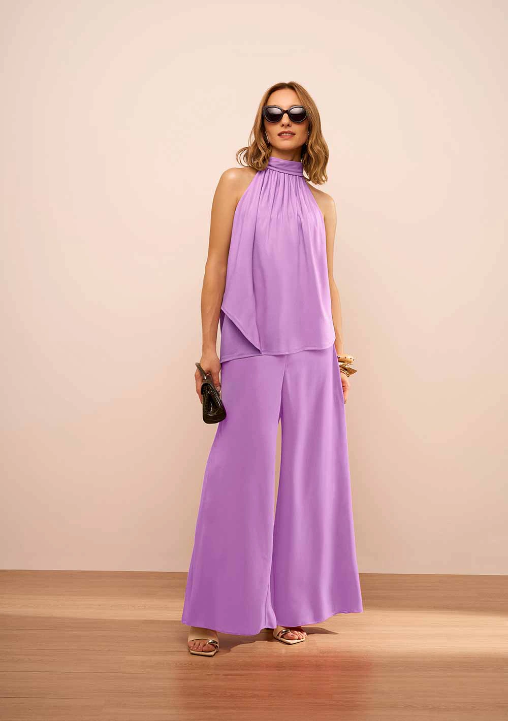 Calça Maria.Valentina Pantalona Alta Lilas