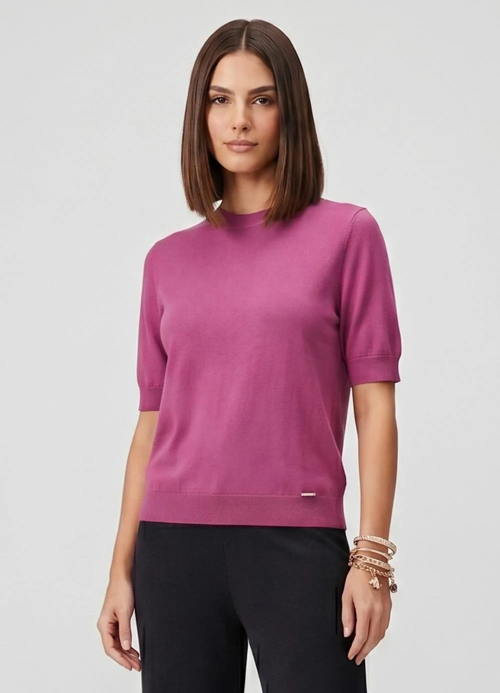 Endless - Blusa Manga Curta Tricot Rosa